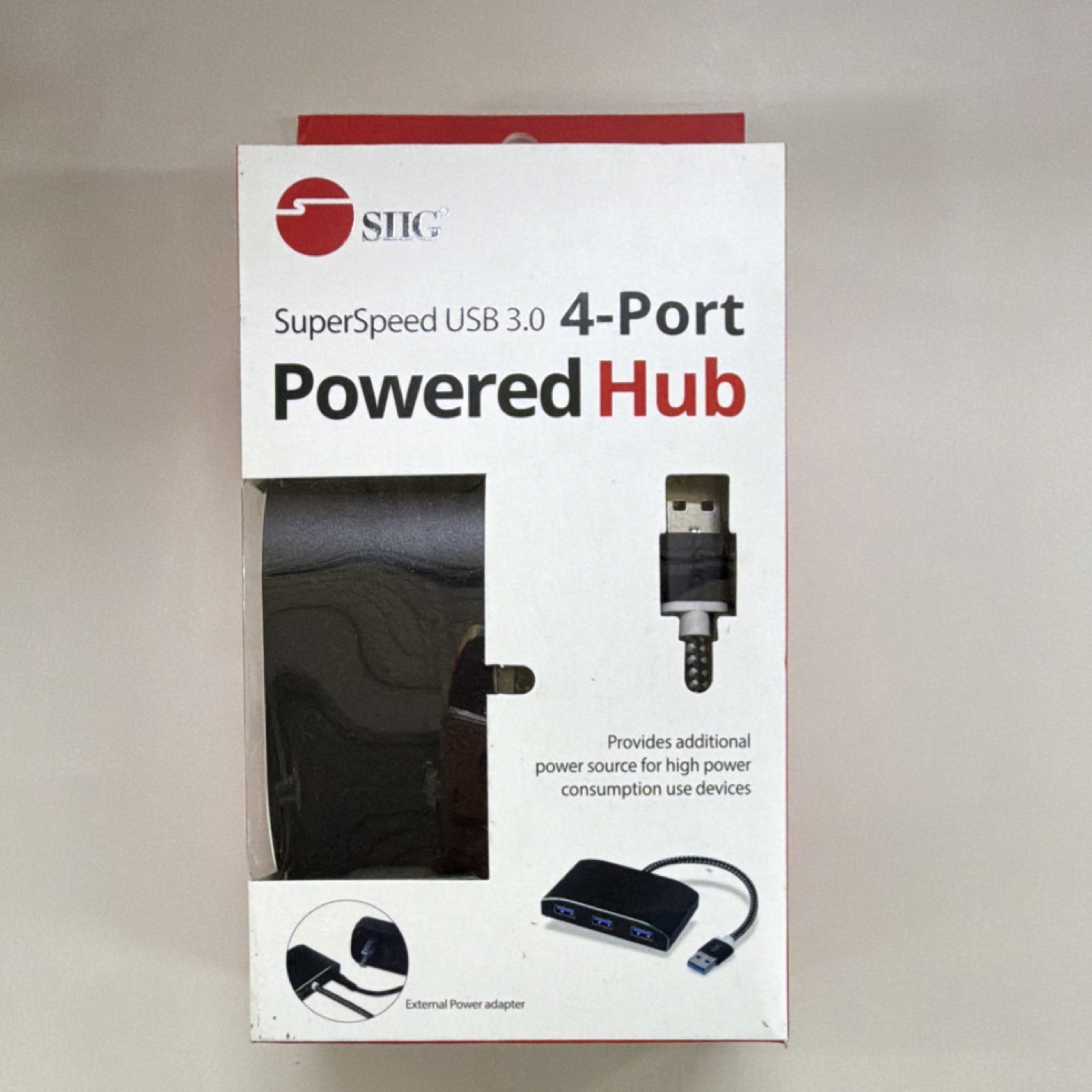 SIIG SuperSpeed USB 3.0 4-Port Powered Hub Splitter Box, Black (1:4)