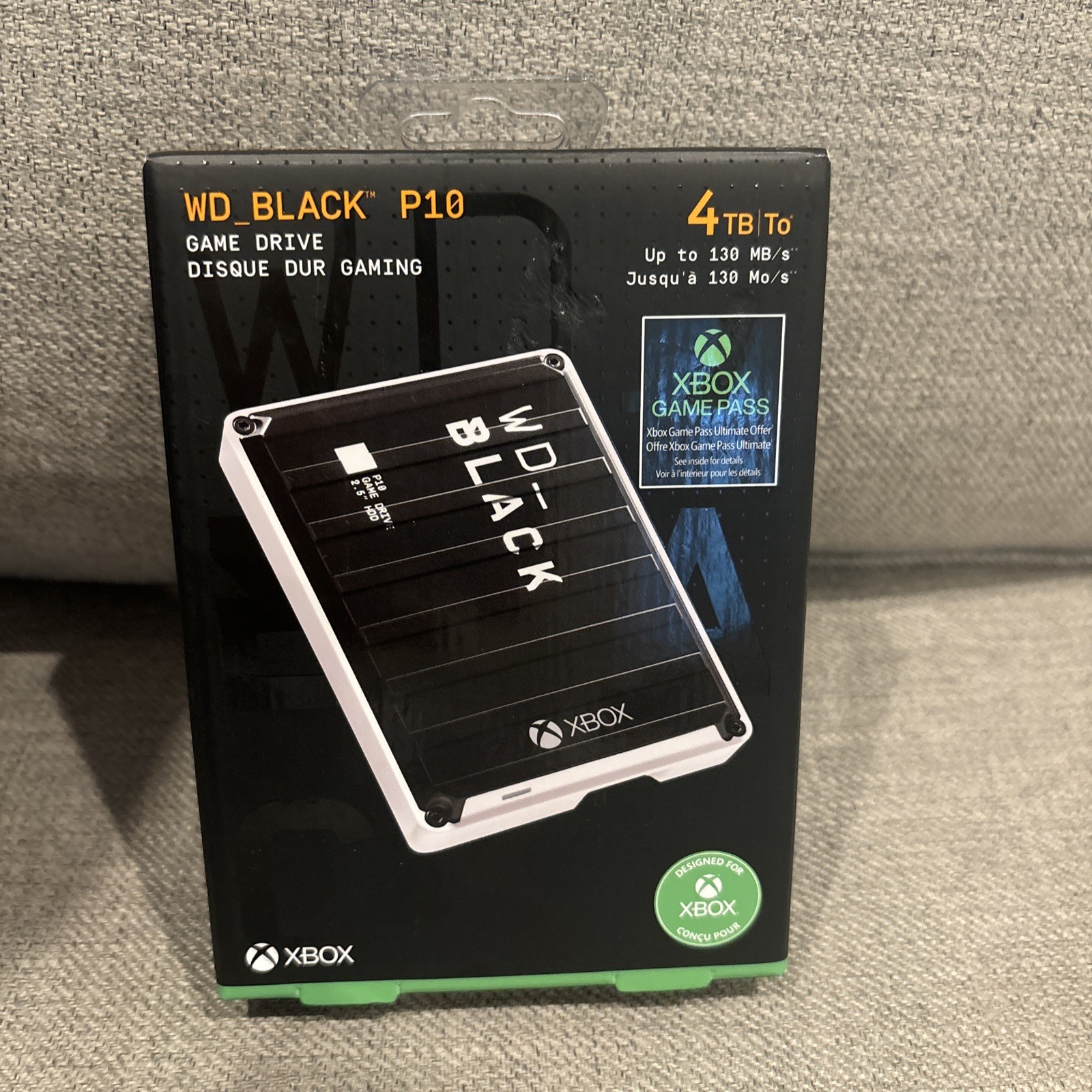 Western Digital WD_BLACK P10 4TB Portable External HDD USB 3.2 for Xbox Black