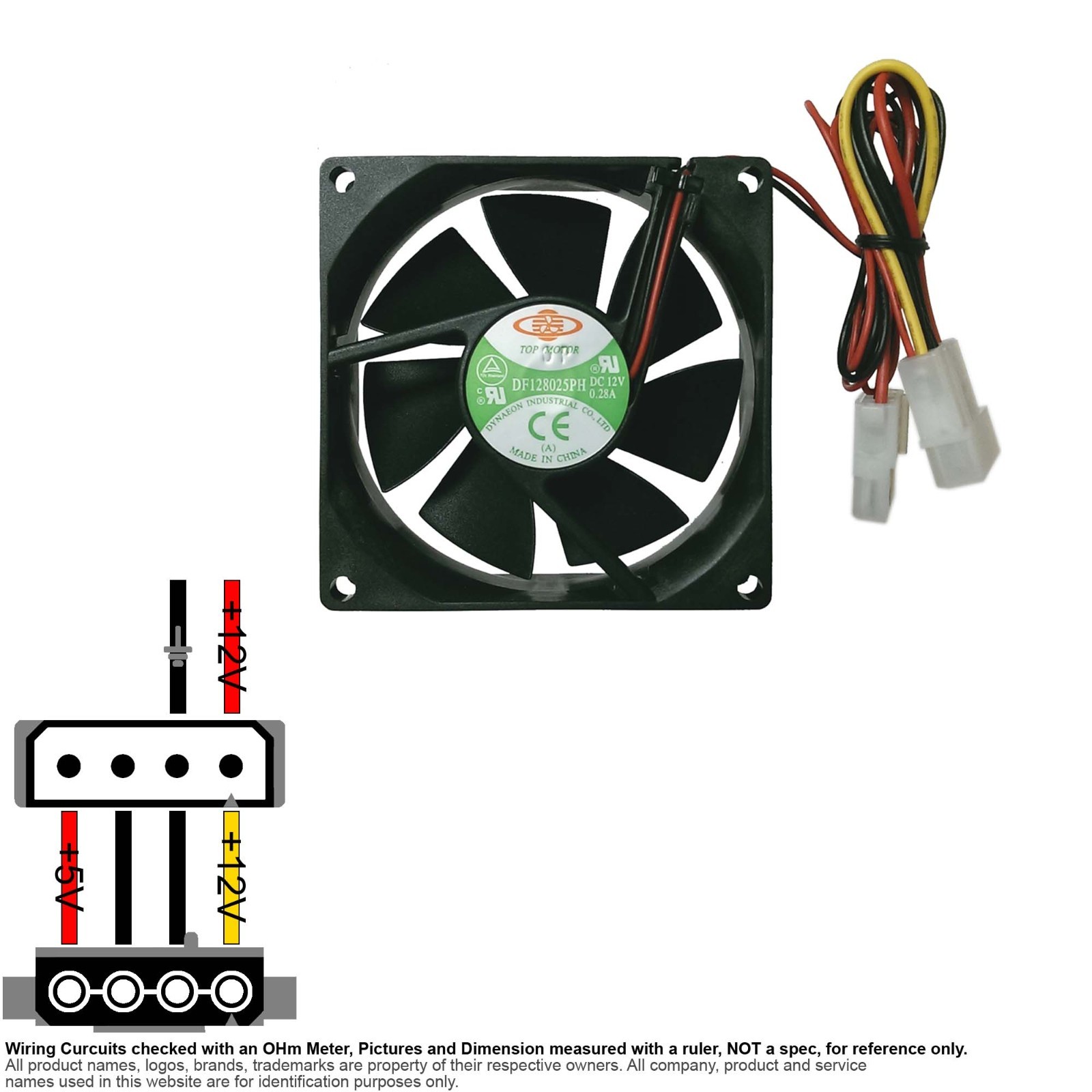 Fan Axial Muffin Cooling DC 12V 80mm 80x80x25 Top Motor DF128025SH 0.28A