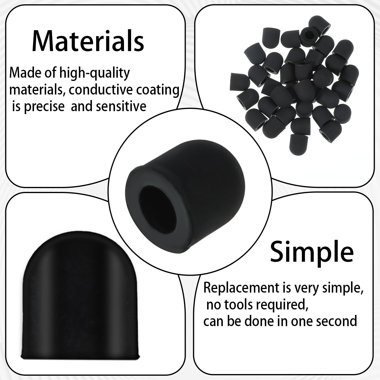 36 Pcs 0.24 Inch Rubber Tips Replacement Nibs for Stylus Pens Touchscreen Pen