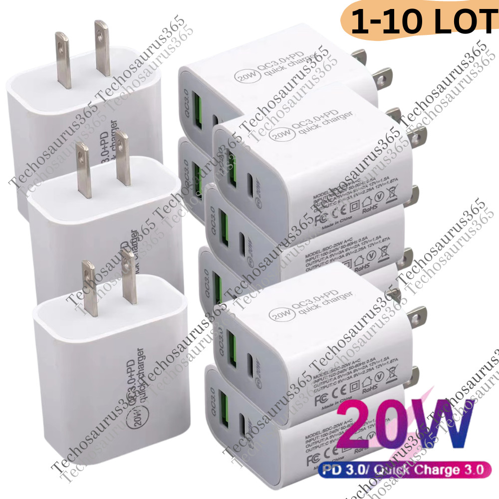 PD 20W USB-C Dual Port Adapter Wall Charger For iPhone 12 13 14 Pro SAMSUNG LOT