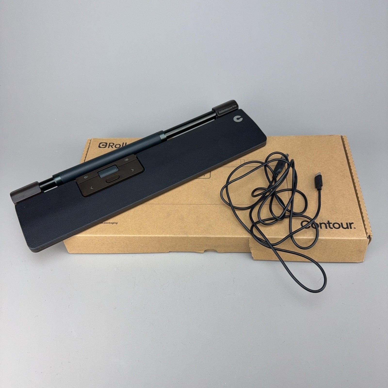 Contour RollerMouse Pro Wired Ergonomic Gray USB Mouse Slim WR Vegan Leather