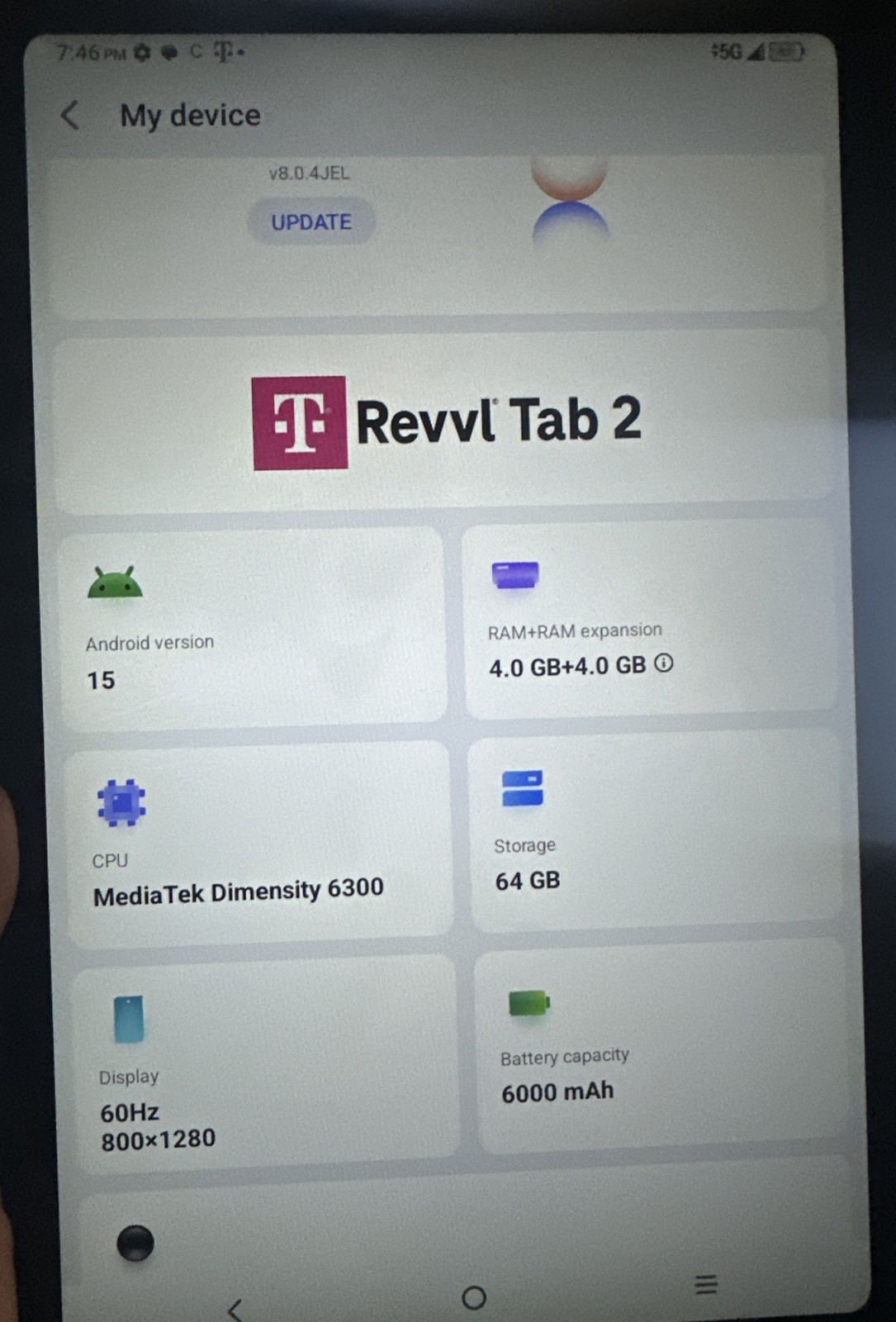 T-Mobile Network ONLY – REVVL Tab 2 5G 9185W 64GB Black – Excellent