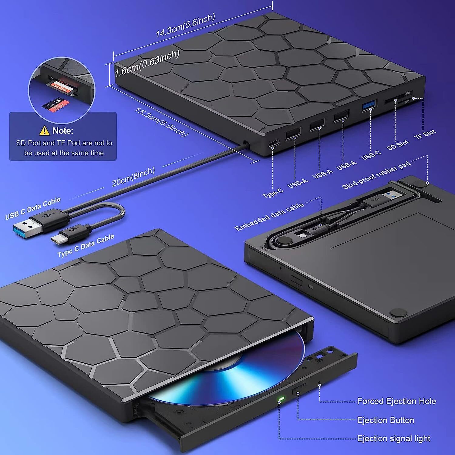 👍Slim External CD DVD Drive USB 3.0 Disc Player Burner Writer For Laptop PC Mac