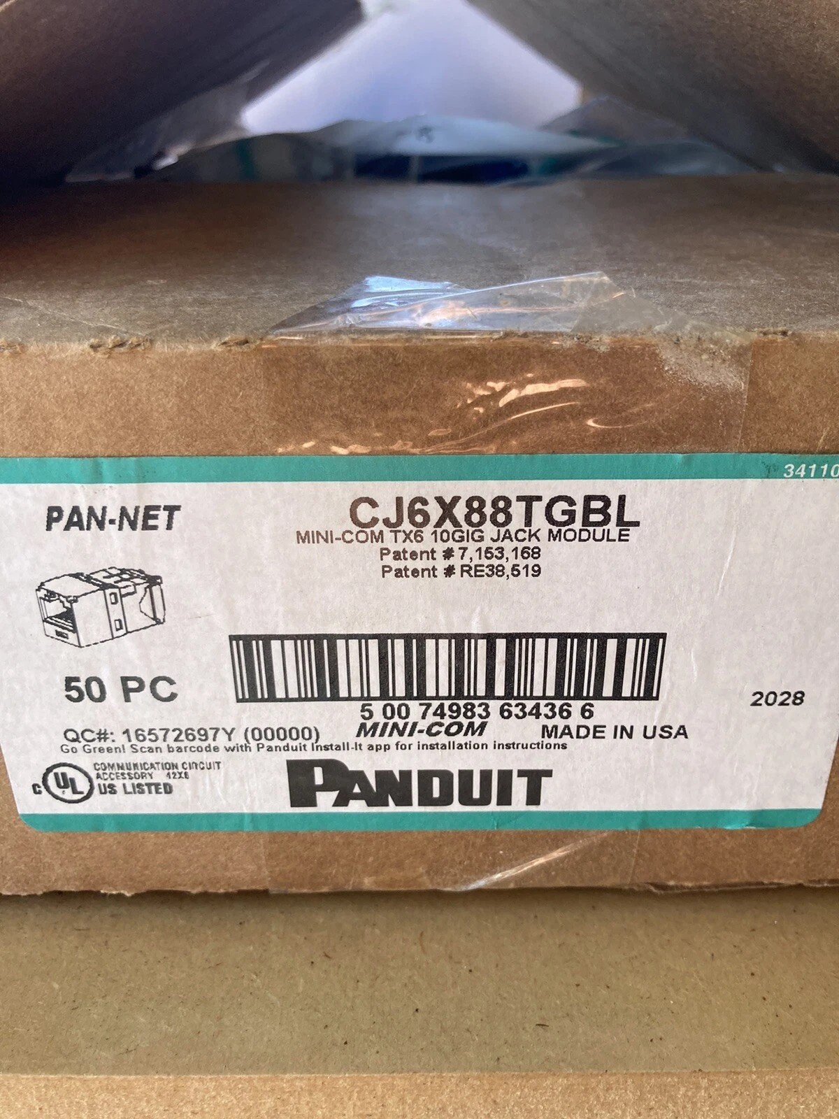 50x Panduit CJ6X88TGBL Mini-Com 10Gig Jack Module Cat6a TX6A NIB