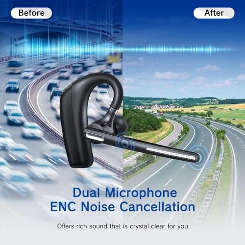 Bluetooth Headset – Wireless Headset with Microphone – 90 Days Standby/110 Day