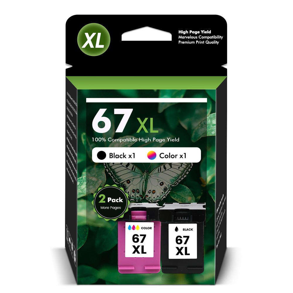 67XL Ink Cartridge for HP 67 Ink Deskjet 2700e 2752e 2755e 4100e Envy 6000 6458