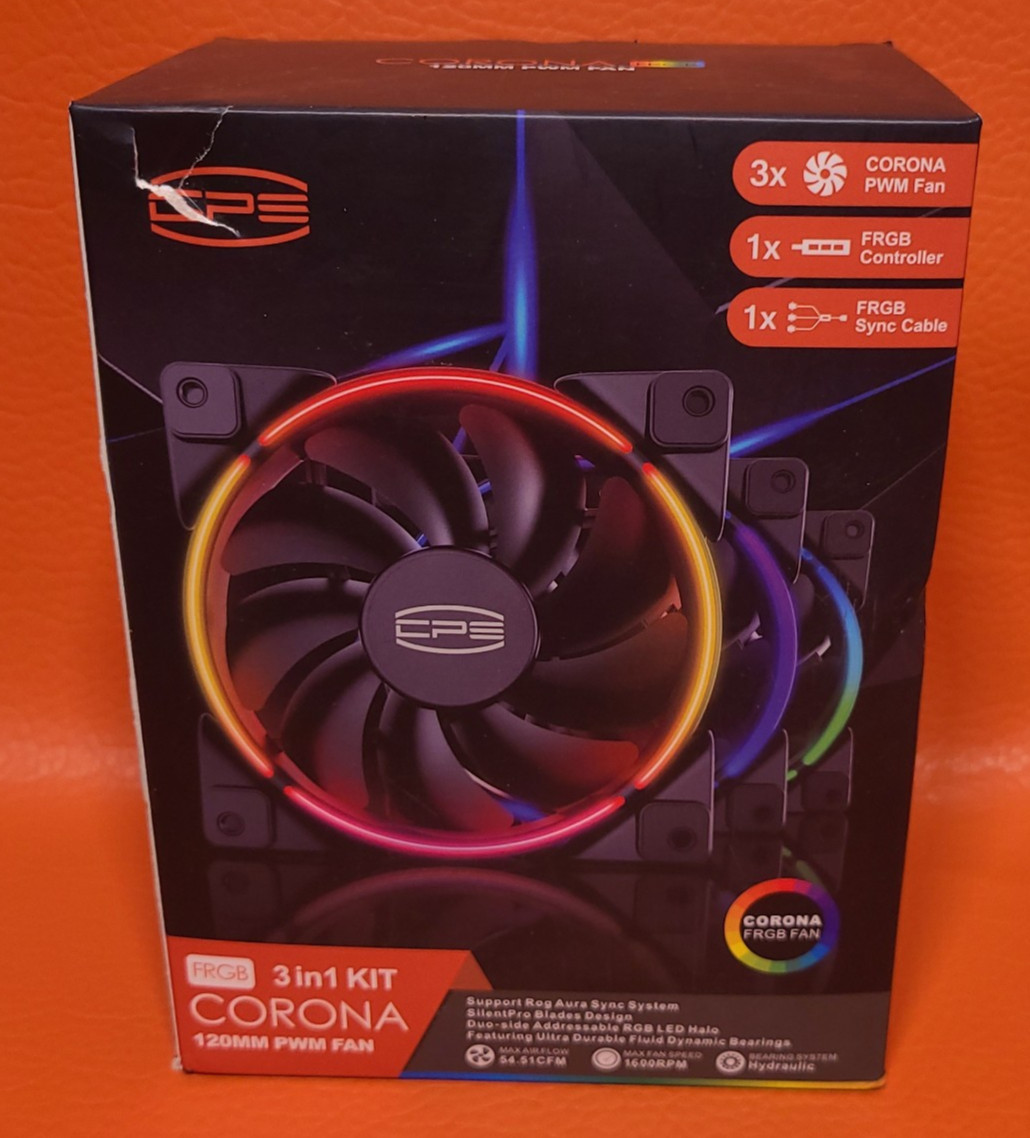 CP3 Corona FRGB 3 in 1 Kit 120 mm PWM 3 PC Case Fan kit Supports Rog Aura Sync