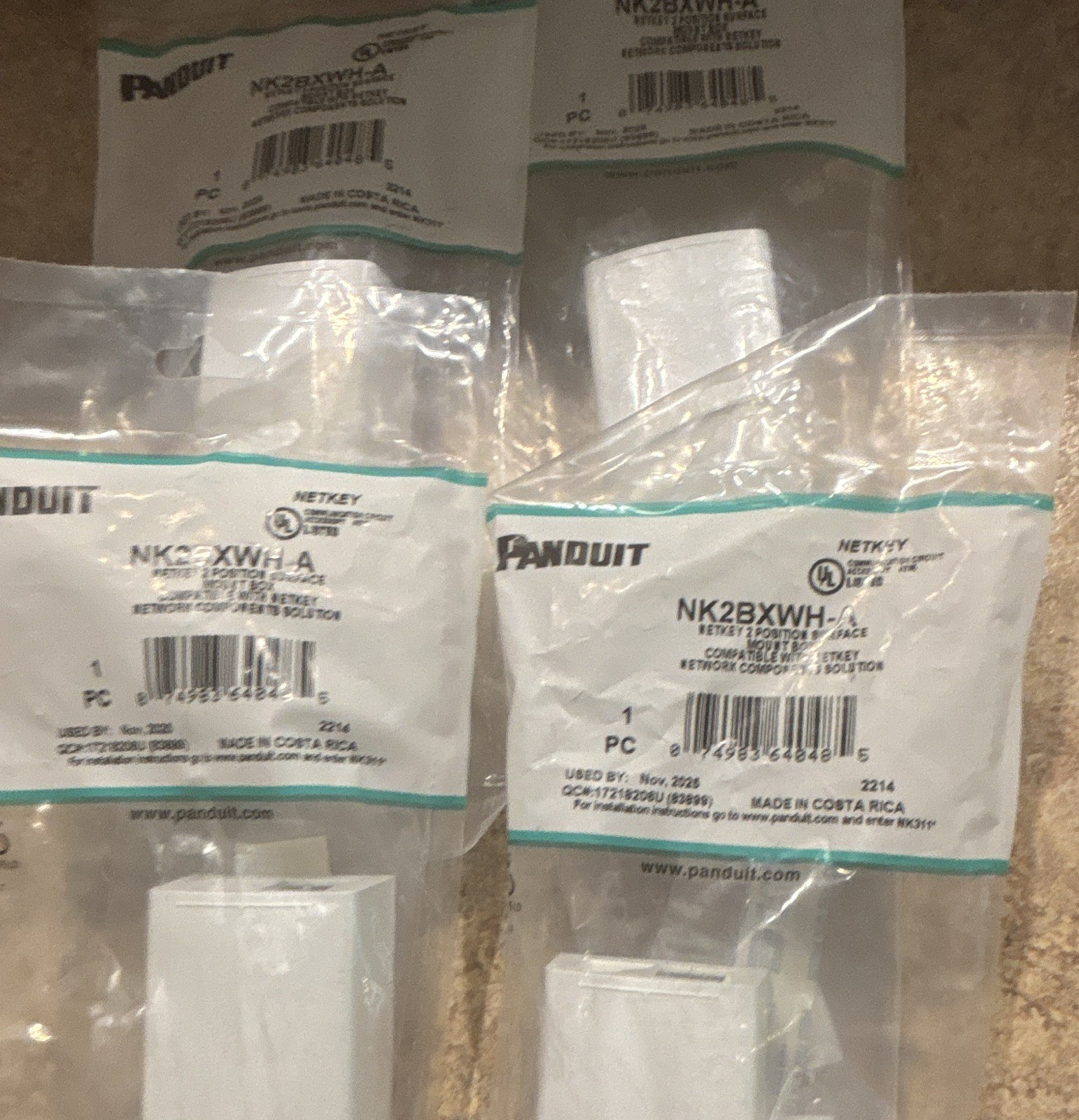 Panduit NetKey NK2BXWH-A 2-Port Surface Mount Box White RJ-45 lot of 4