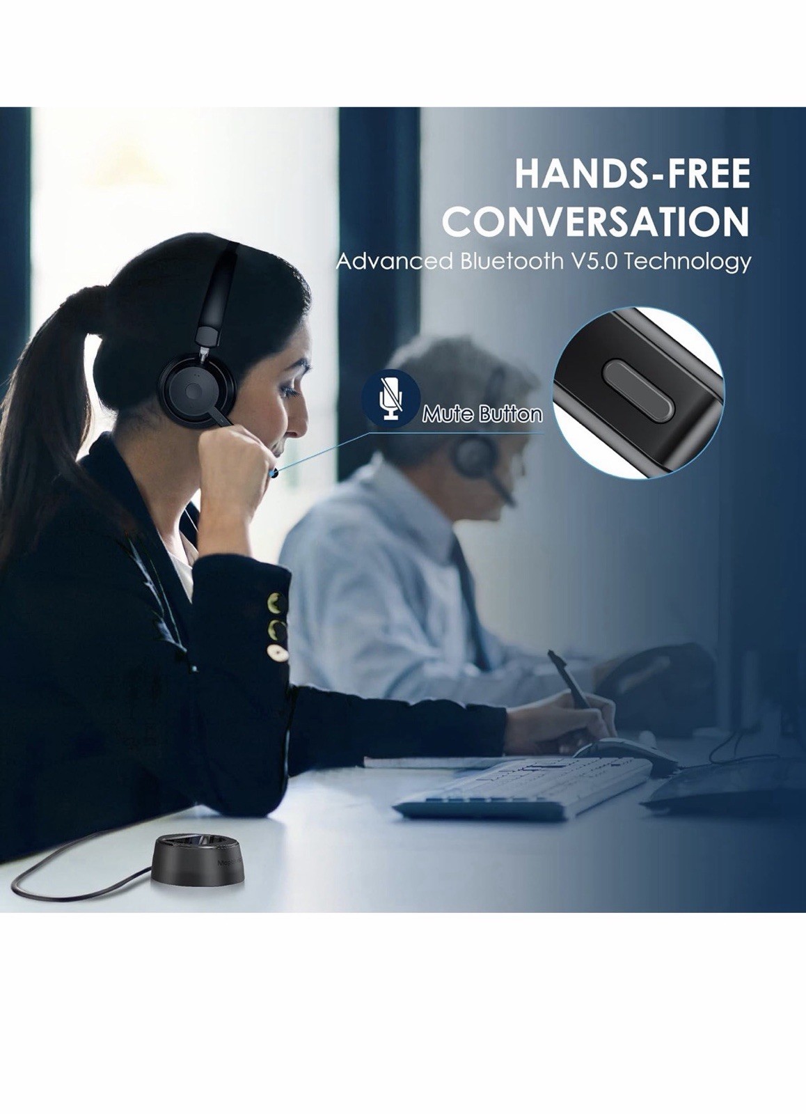 Mopchnic KH113M Bluetooth v5.0 USB Adapter AI Noise-Canceling Mic Black