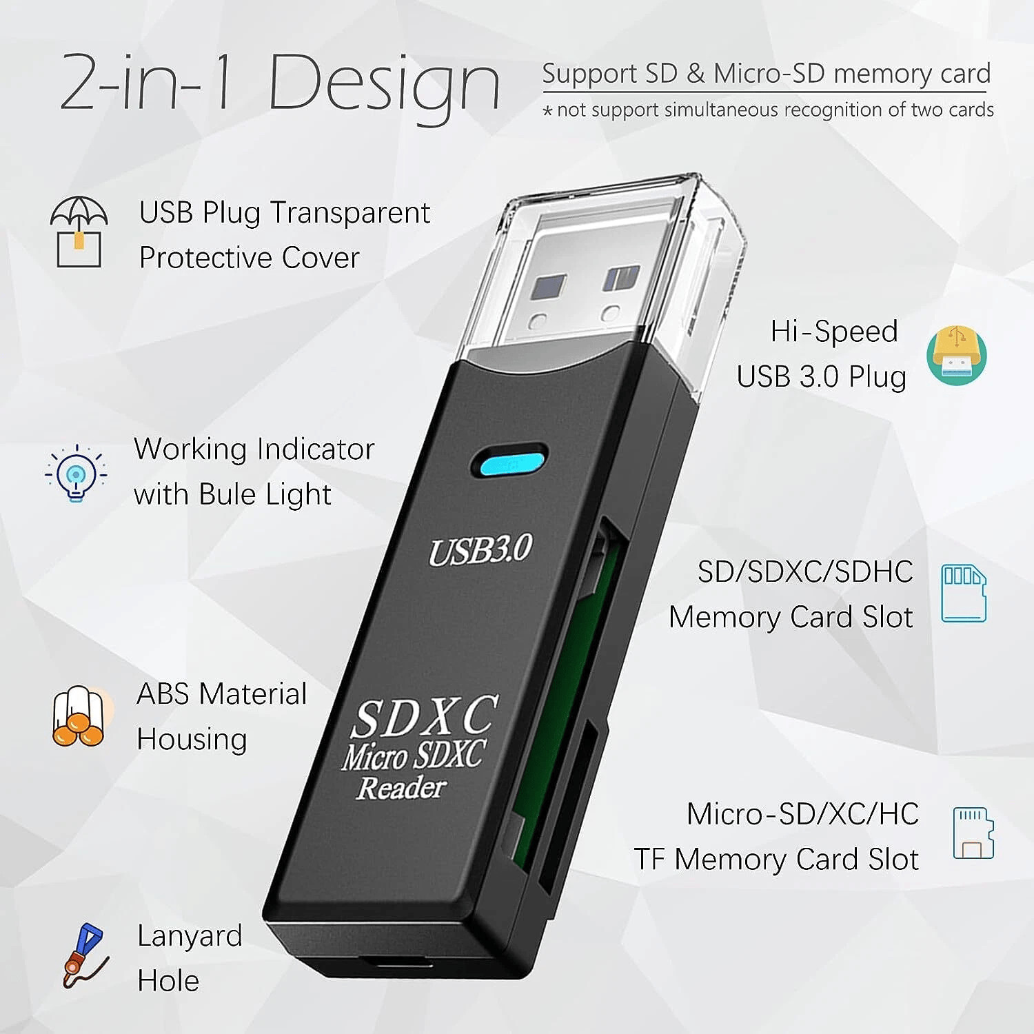 USB3.0 SD Card Reader for PC Micro SD Card to USB Adapter for Camera Memory C