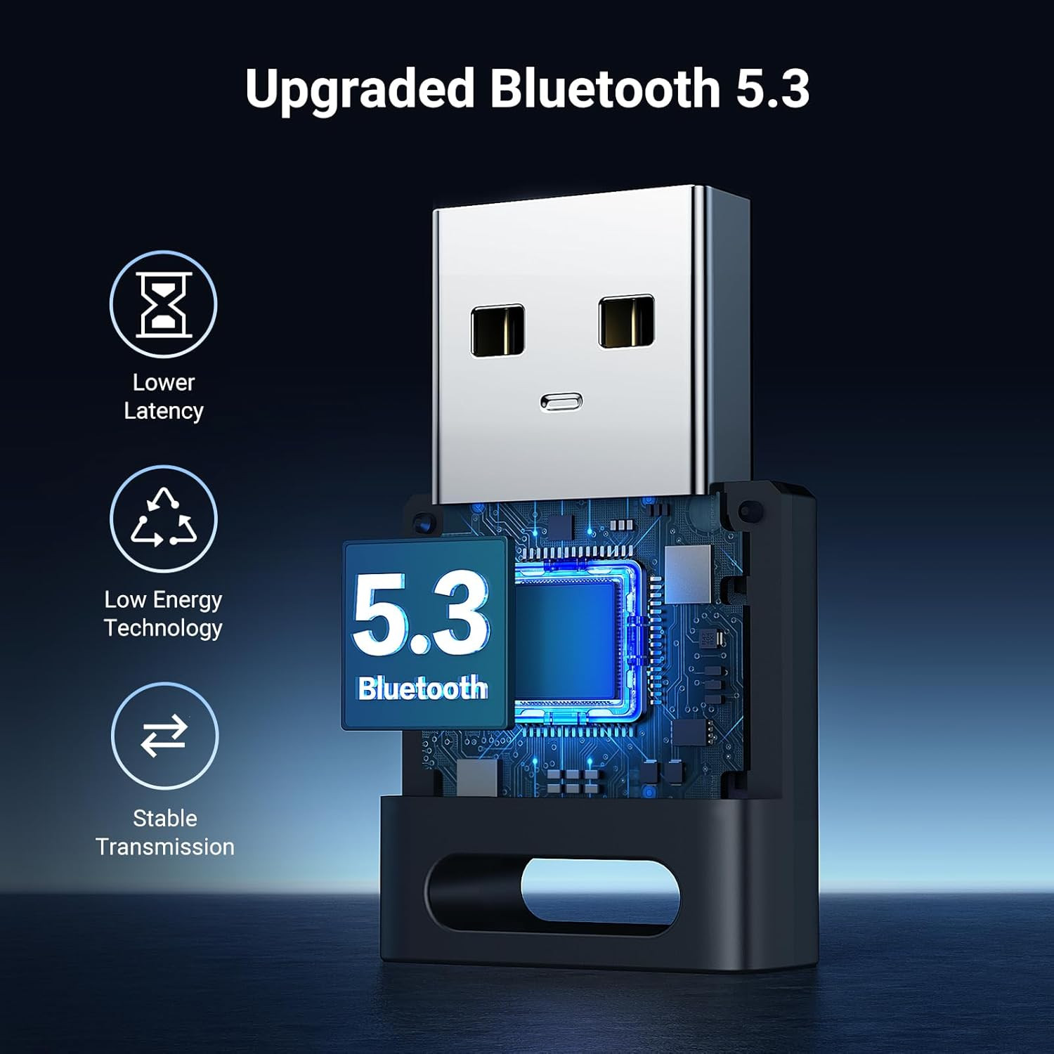 Bluetooth 5.3 USB Adapter for PC Windows 11 10 Plug and Play Bluetooth Receiver