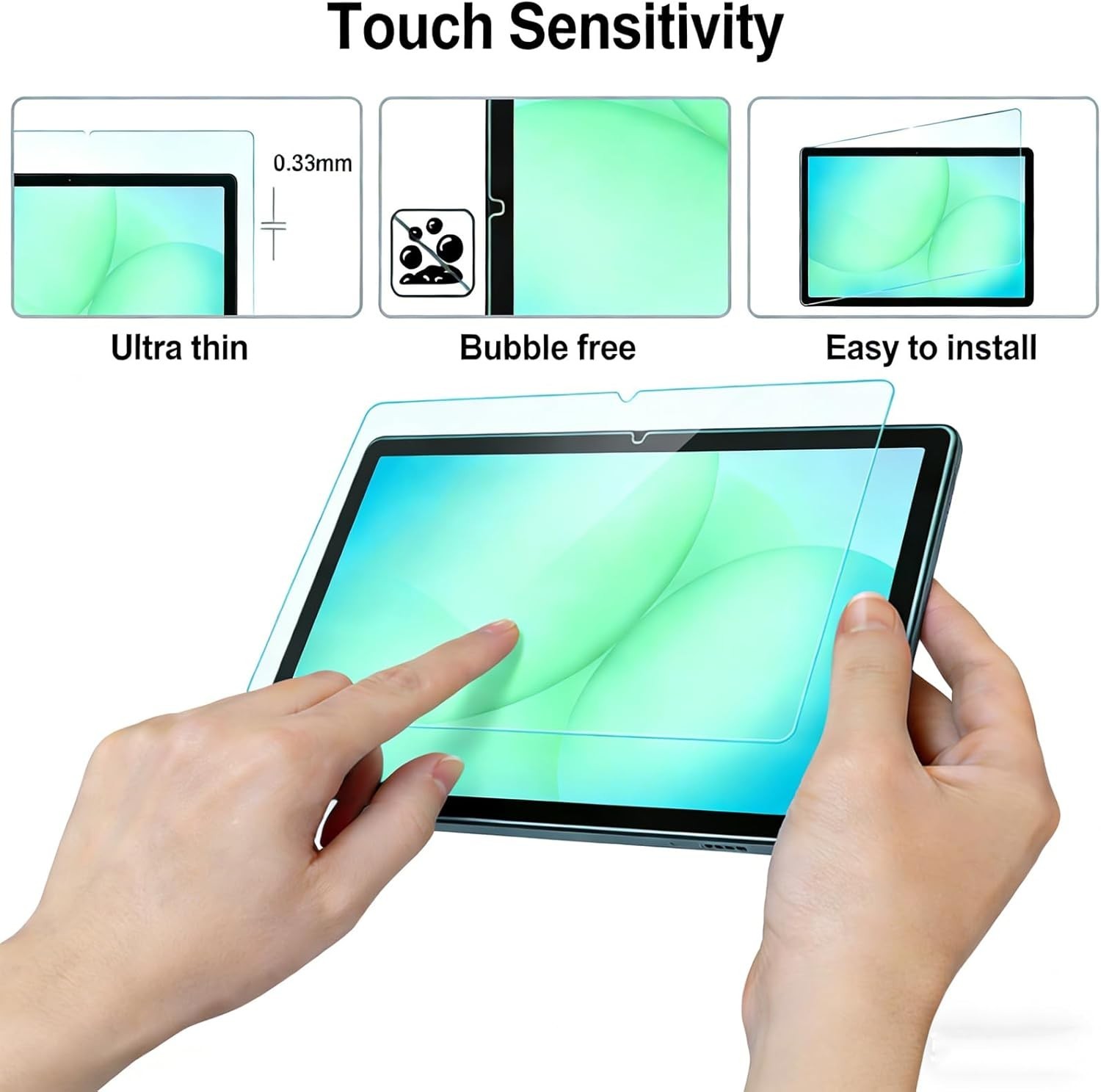Anti-Fingerprint 11″ Tempered Glass Screen Protectors for Galaxy Tab A11/A9 Plus