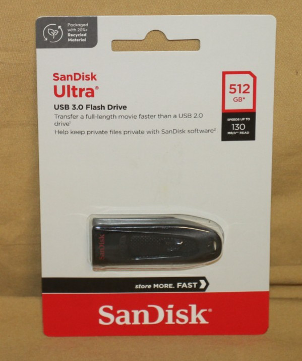 SANDISK ULTRA 512GB USB 3.0 FLASH DRIVE – SEALED