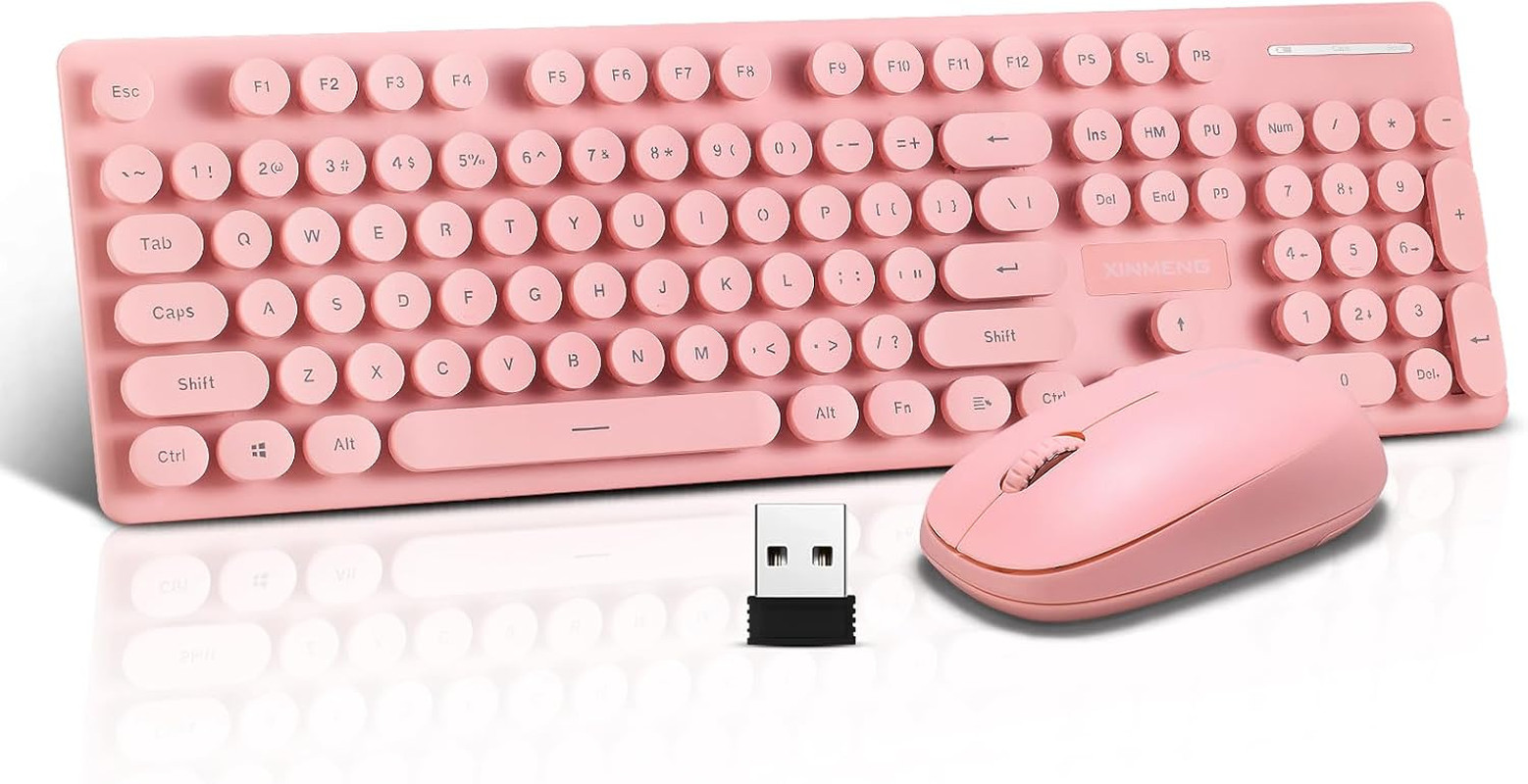 Wireless Keyboard and Mouse Combo, Full Size Compact Quiet Wireless Keyboard