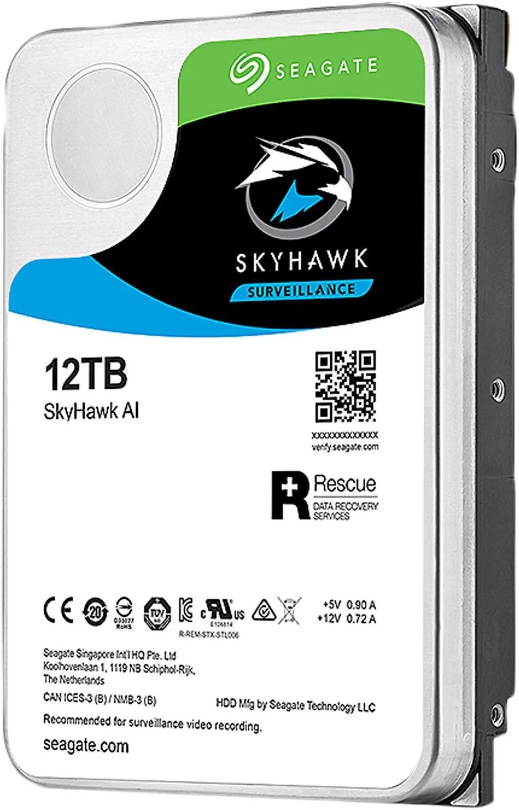 Seagate SkyHawk AI ST12000VE0008 12TB 7200RPM SATA 6.0GB/s 256MB 3.5″ Hard Drive