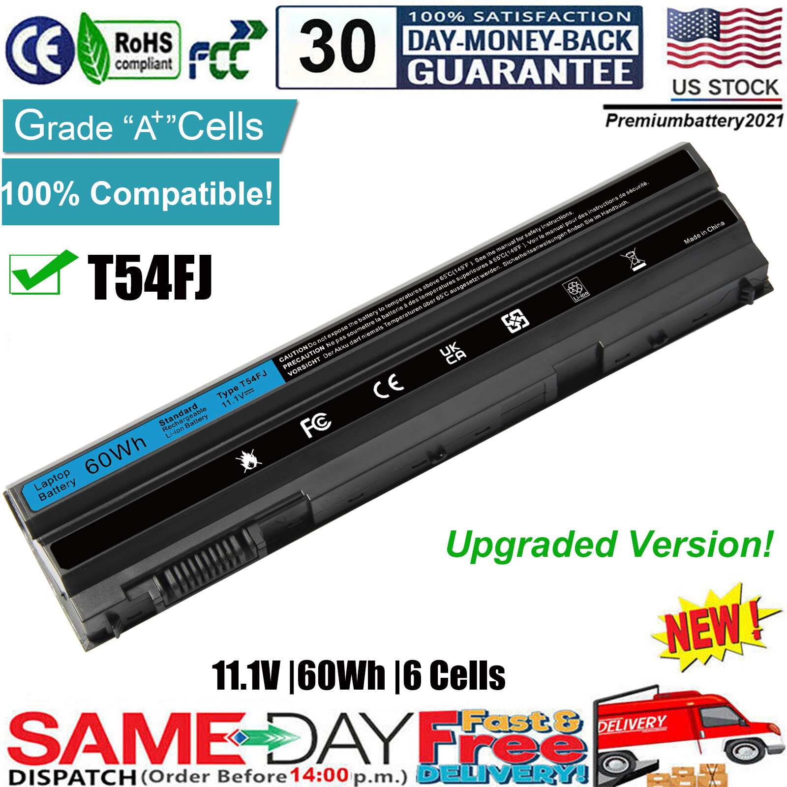 ✅E6420 Battery for Dell Latitude E5430 E5520 E5530 E6430 E6440 E6520 E6540 T54FJ
