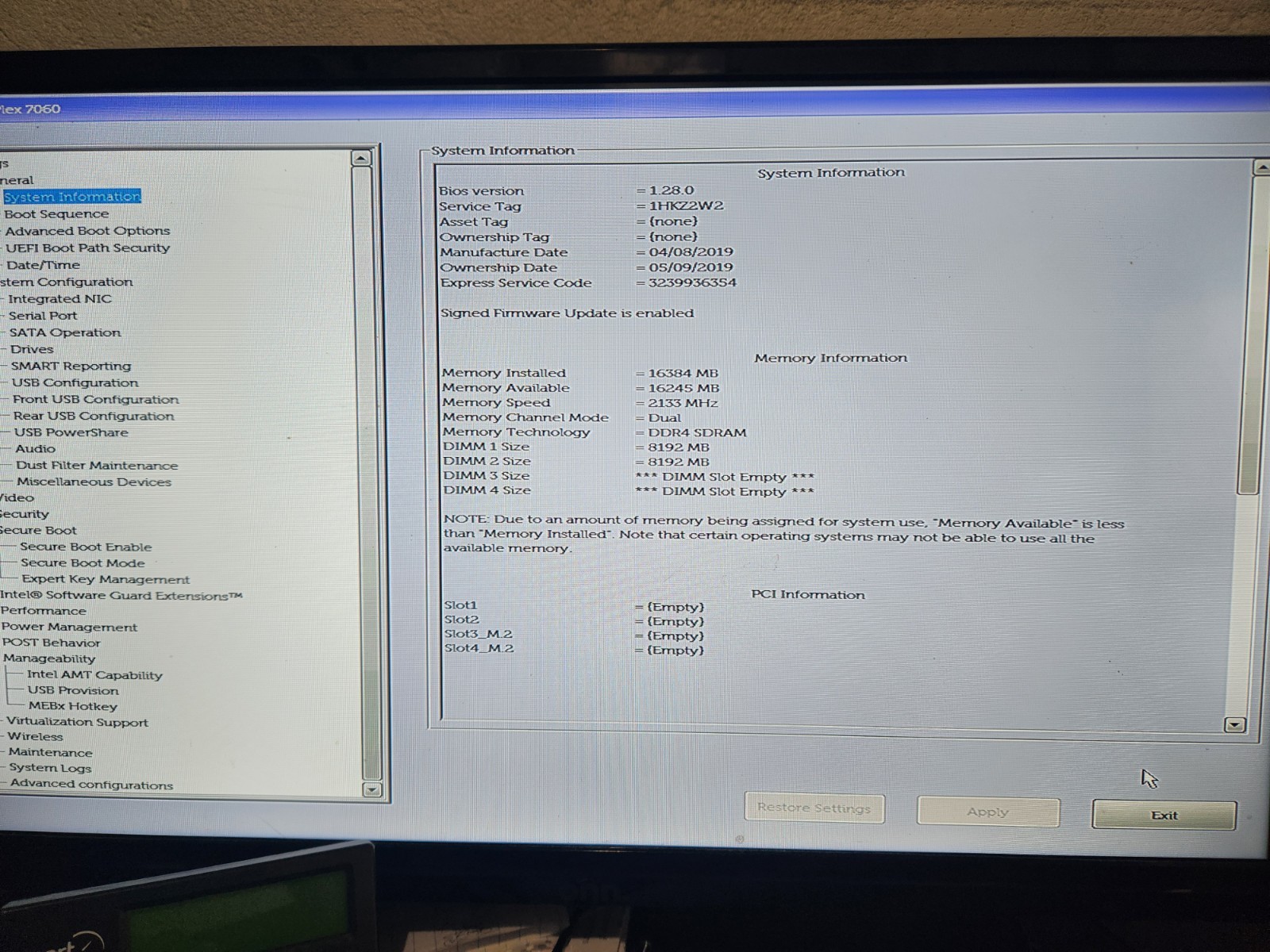 Dell Optiplex 7060 SFF Intel i7-8700 CPU, 16GB RAM, No HD/SSD