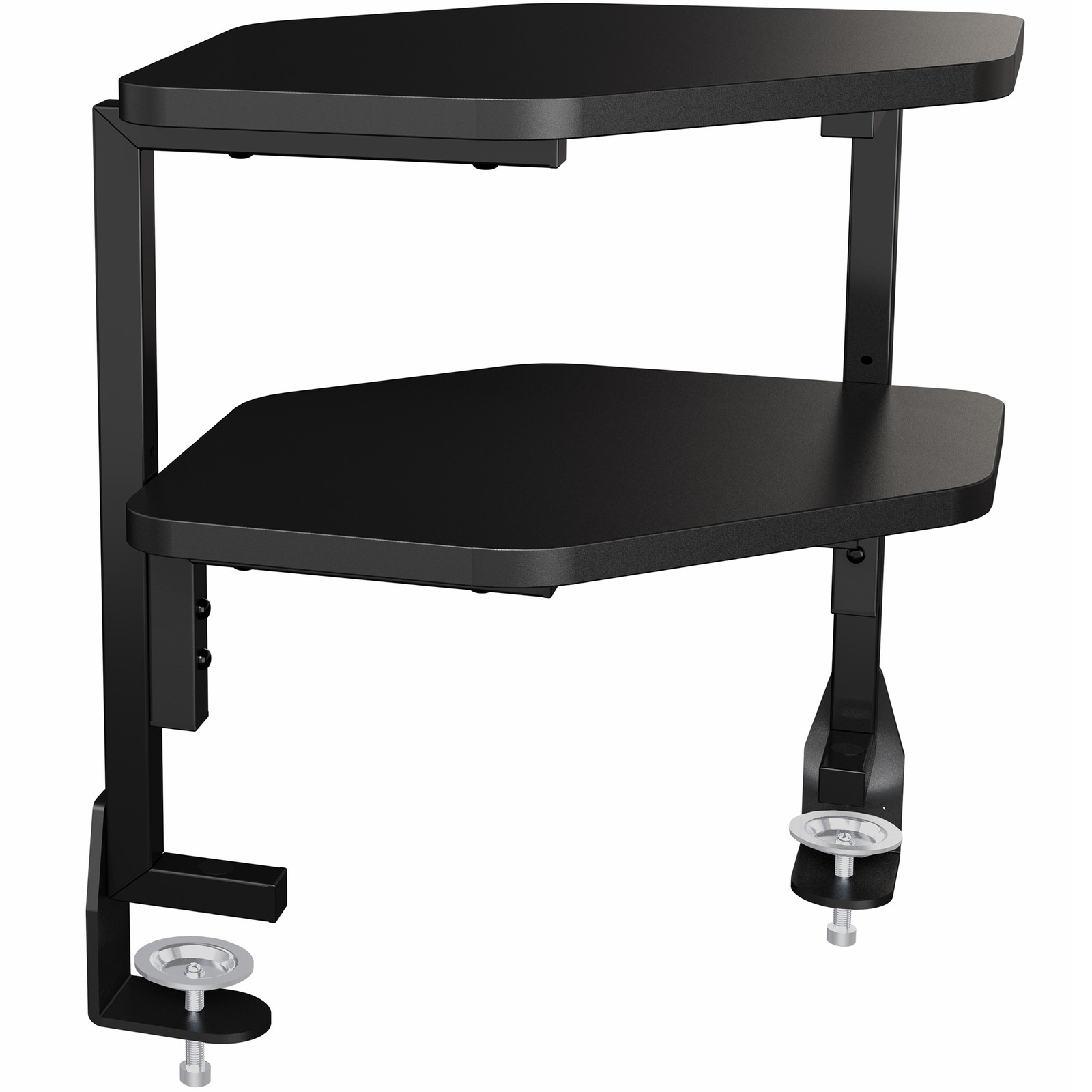 VIVO Black Corner Clamp-on 17″ Above or Below Desk 2-Tier Shelving Organizer