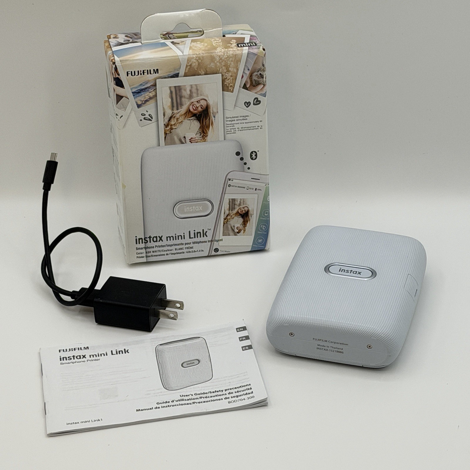Fujifilm Instax Mini Link 1 Smartphone Printer – Ash Clay White – Tested & Works