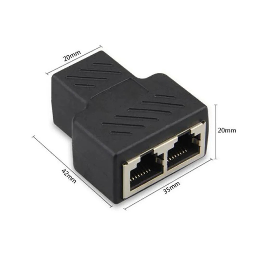 RJ45 Splitter Adapter 1 to 2 Ways Dual Female Port CAT6/5/7 LAN Ethernet Cable