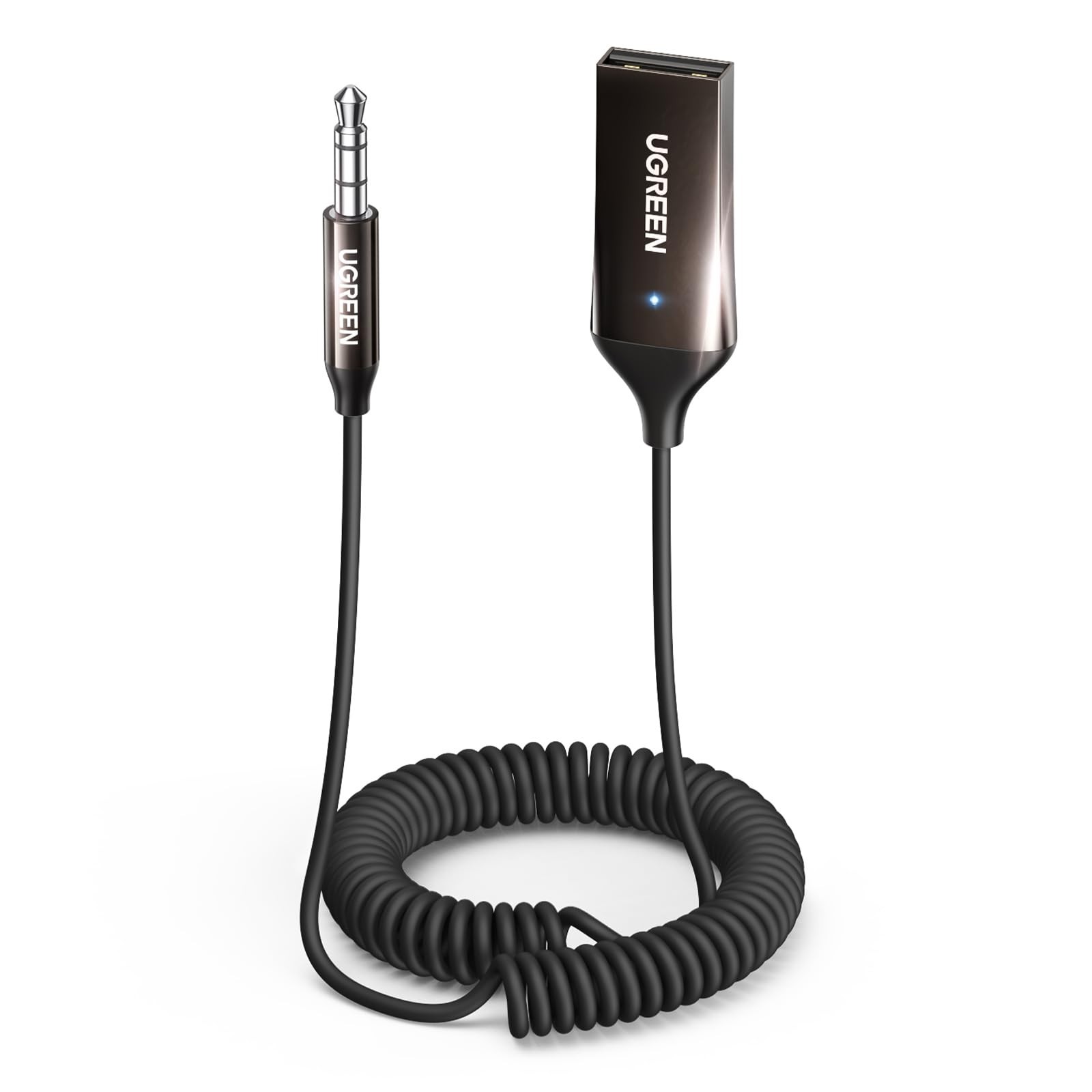 UGREEN Aux to Bluetooth 6.0 Adapter 2.76 IN * 6.3 * 0.67 IN, Dark Grey