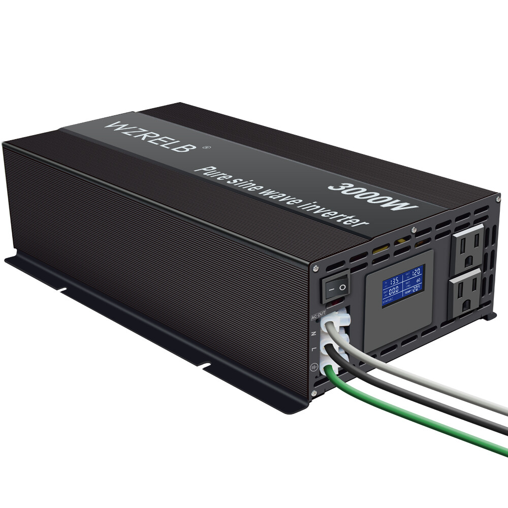 WZRELB 3000W Pure Sine Wave Inverter 12V DC Power Converter Solar System Camp RV