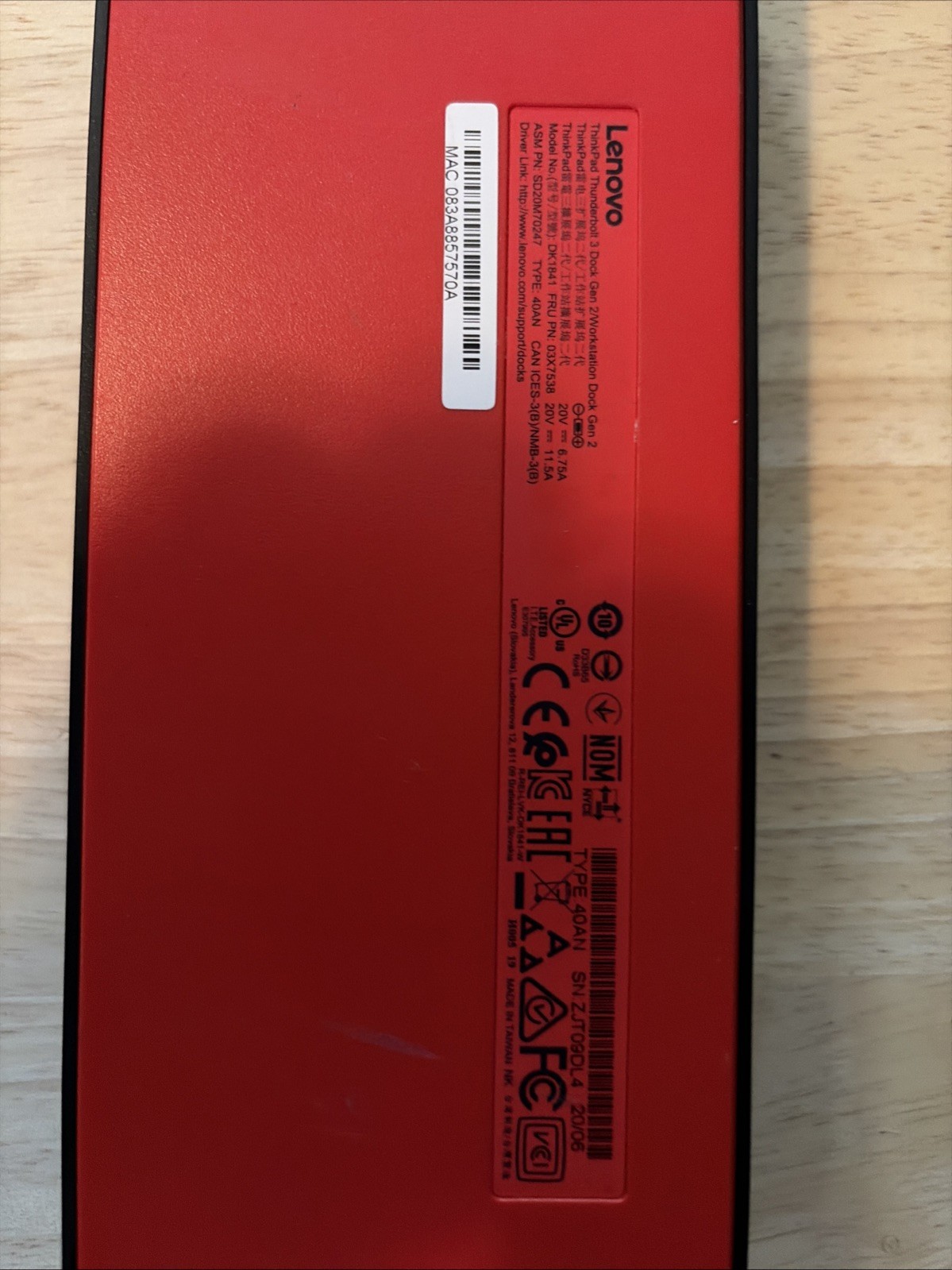 Lenovo ThinkPad Thunderbolt 3 Dock Gen Docking Station – No Cables