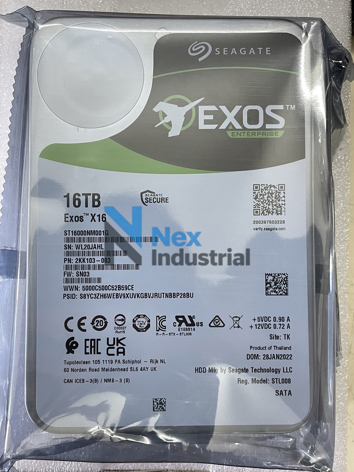 Seagate ST16000NM001G Exos 16TB HDD X16 SATA 7200RPM 3.5″ Enterprise Hard Drive