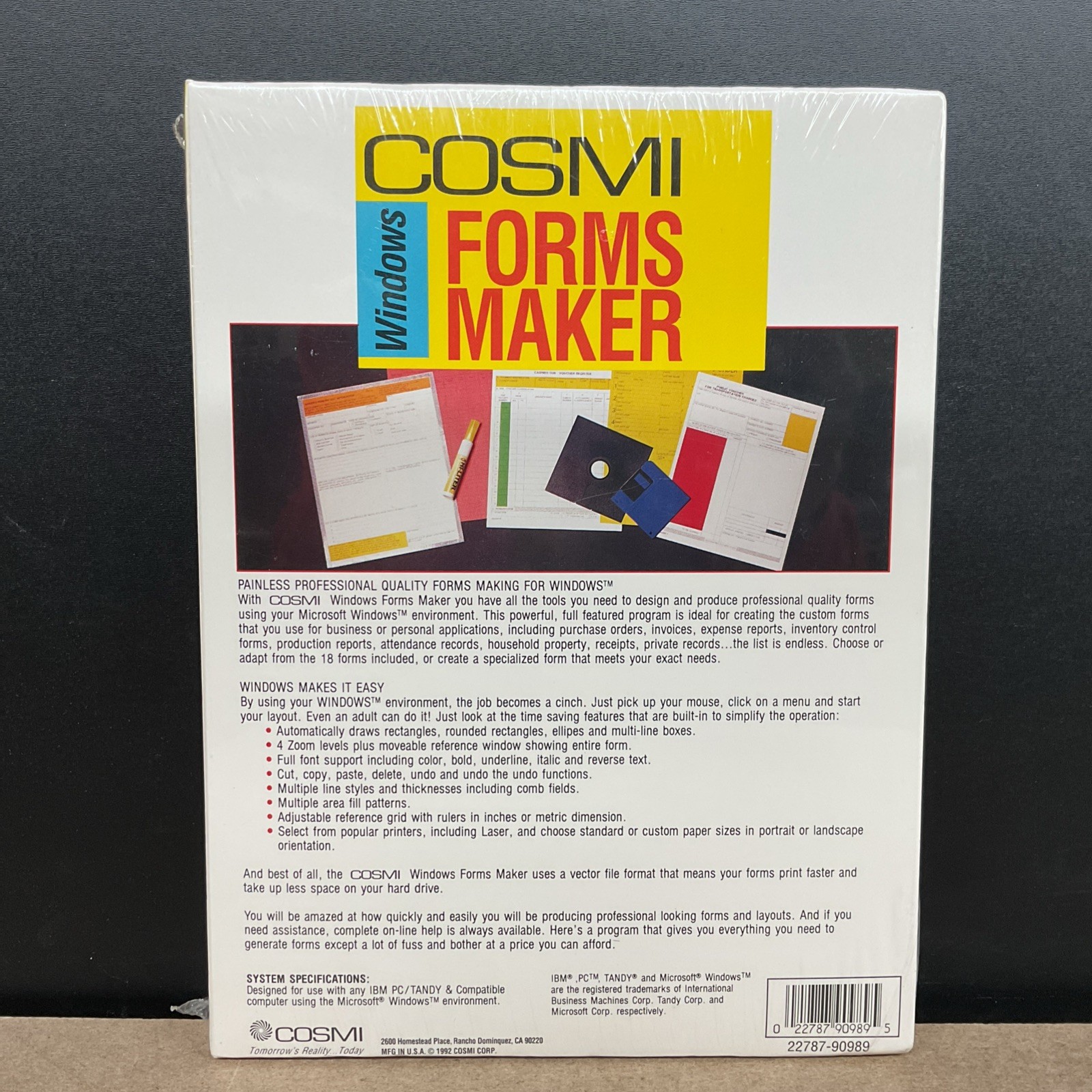 Cosmi Forms Maker Windows IBM PC Tandy 3.5” Disks Factory Sealed