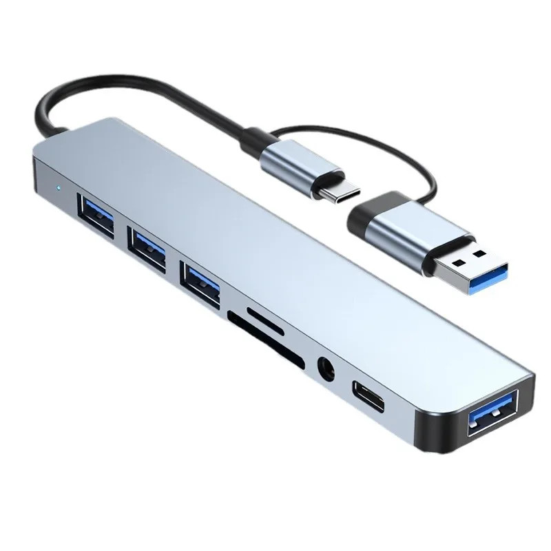 8 in 2 USB +Type C HUB Docking Station with 3.5Mm Audio Jack Adapter for Micro S
