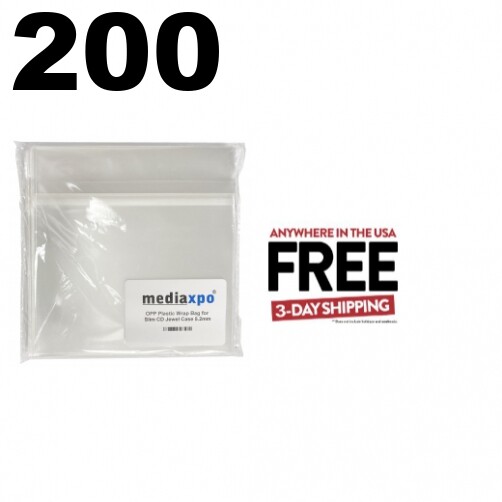 200 OPP Plastic Wrap Bag for Slim CD Jewel Case 5.2mm **1-3 DAYS