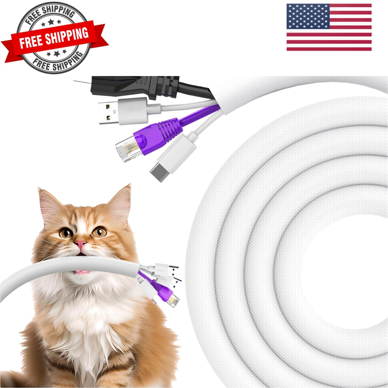 Dog and Cat Cord Protector 10ft – 1/2inch, Flexible Cable Sleeve for Easy Cor…