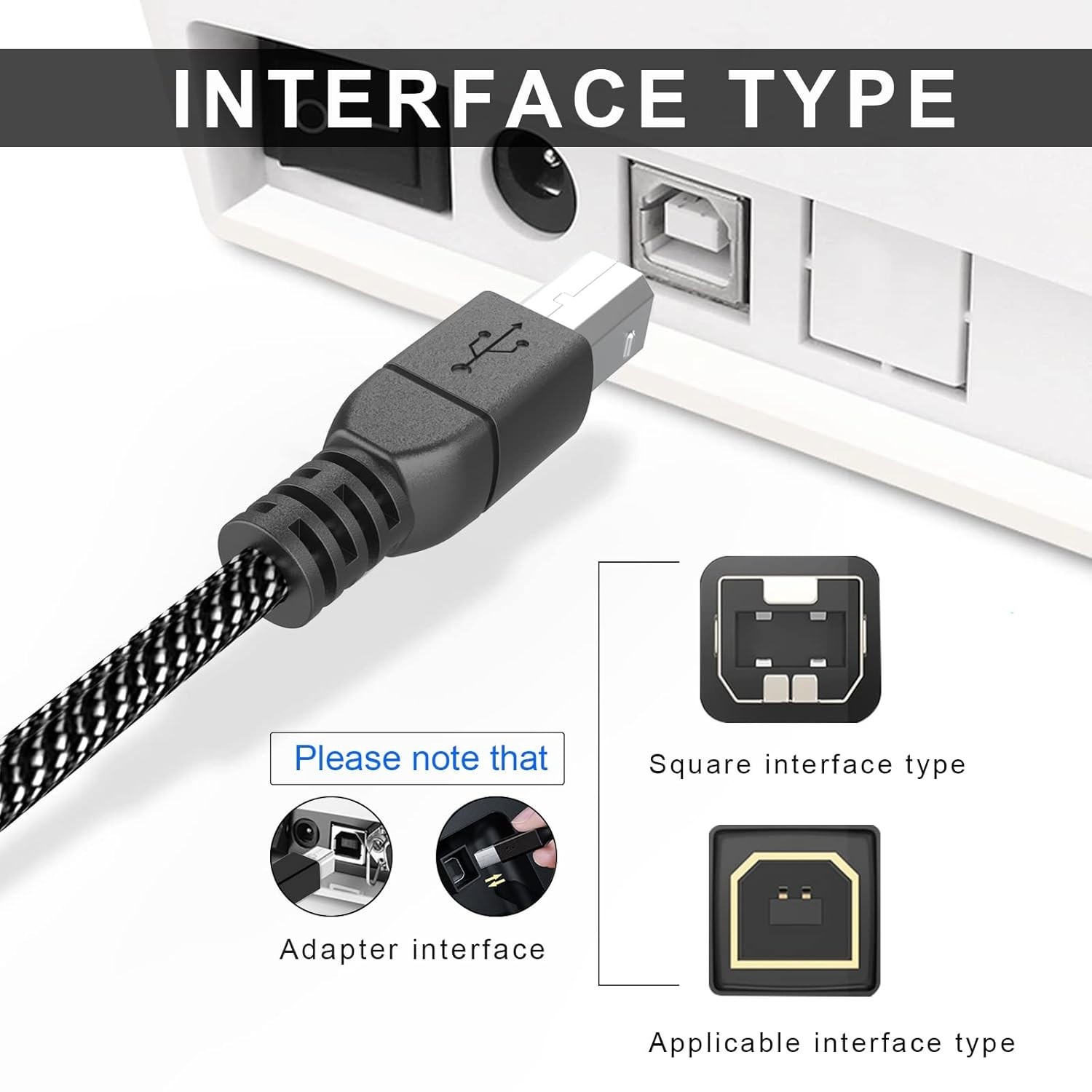 USB Printer Cord 5FT – Fast 480 Mbps Data Transfer for All Major Brands