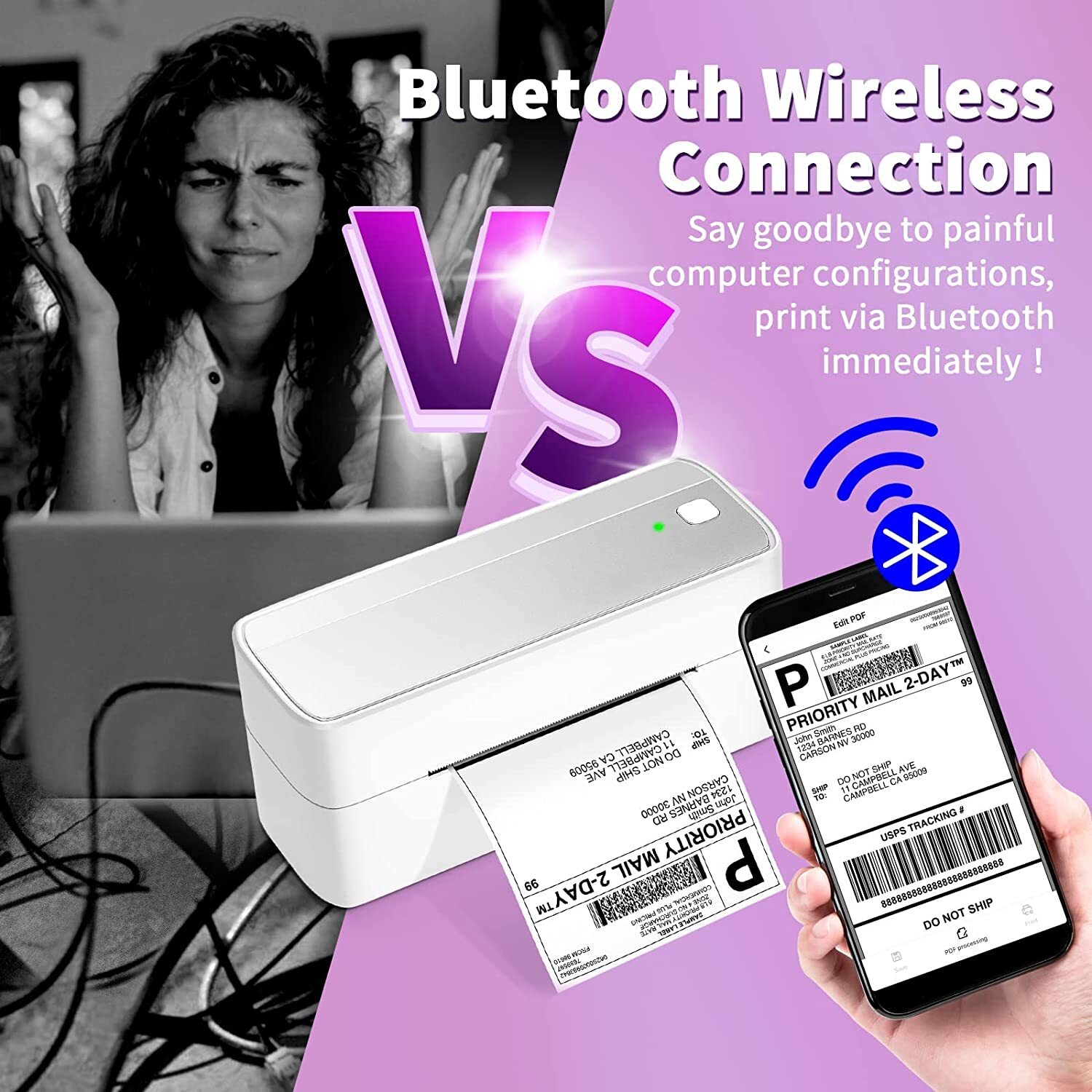 Bluetooth Thermal Shipping Label Printer for Shipping Packages Label Maker Lot