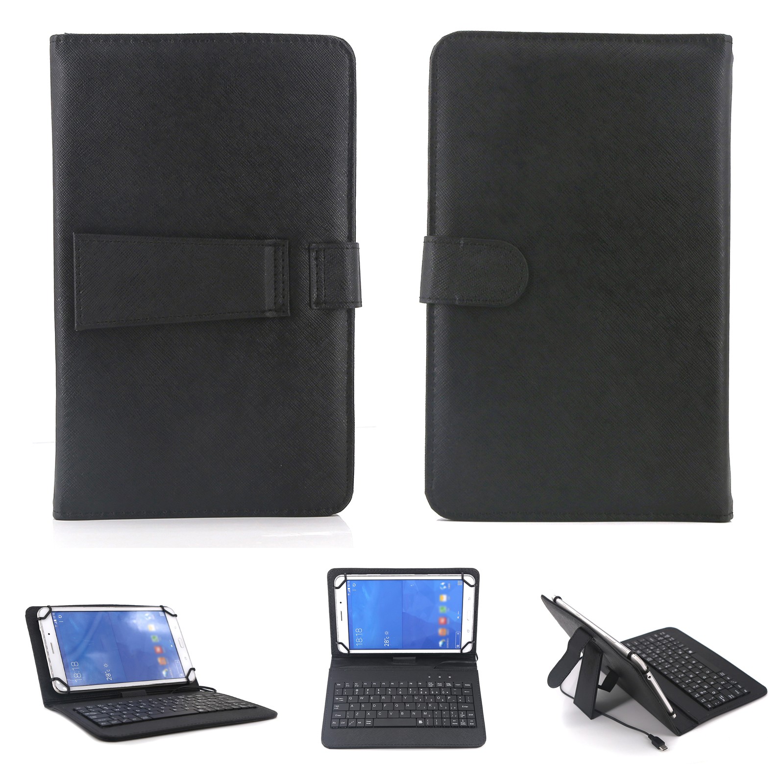 Wired Type-C Slim BLACK Lightweight Stand Cover Keyboard Case for 7inch Tablets