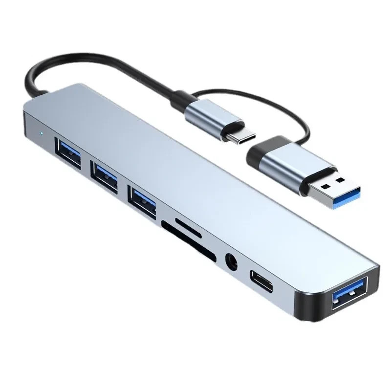 8 in 2 USB C Hub USB 3.0 SD TF Card Reader 3.5mm Audio Adapter Dock Station