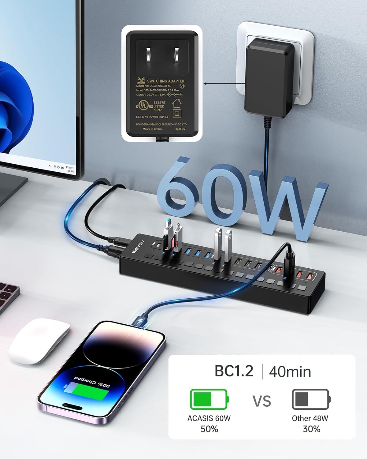 Powered USB 3.0 Hub, 16 Port 16 ports, Latest color: Matte Black
