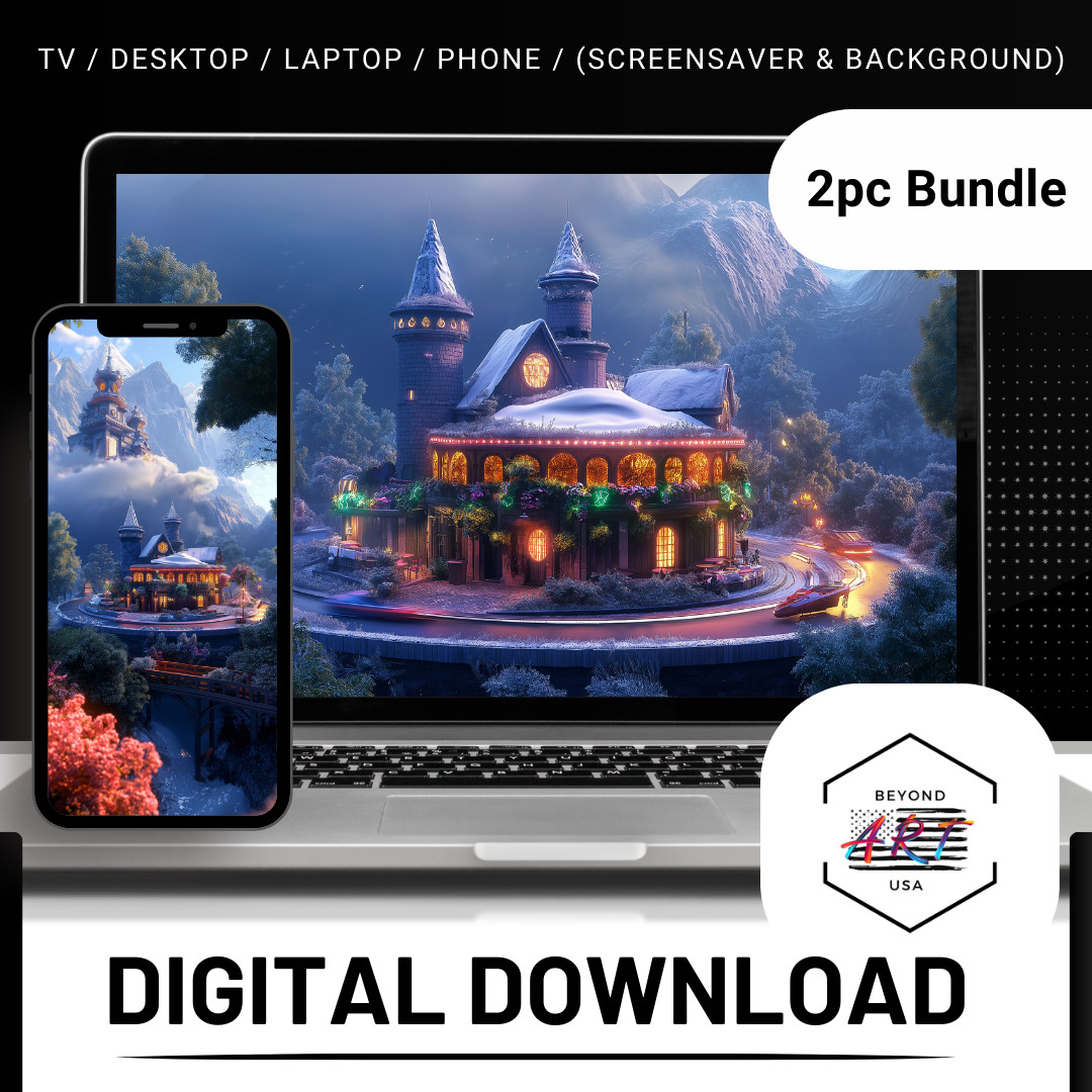 Fairytale castle covered – Laptop + Phone 2PC Digital Download Background SKU28