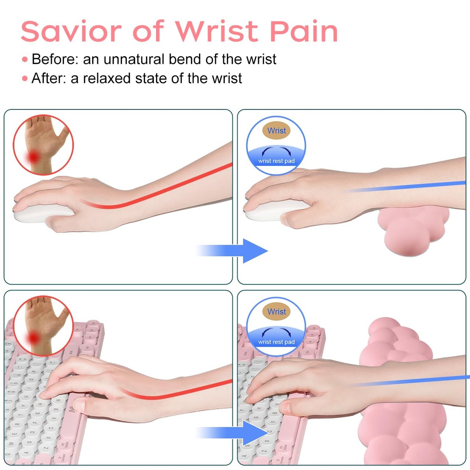 JIKIOU Upgrade Leather Cloud Keyboard Wrist Rest, Cloud Wrist Rest with Non-S…