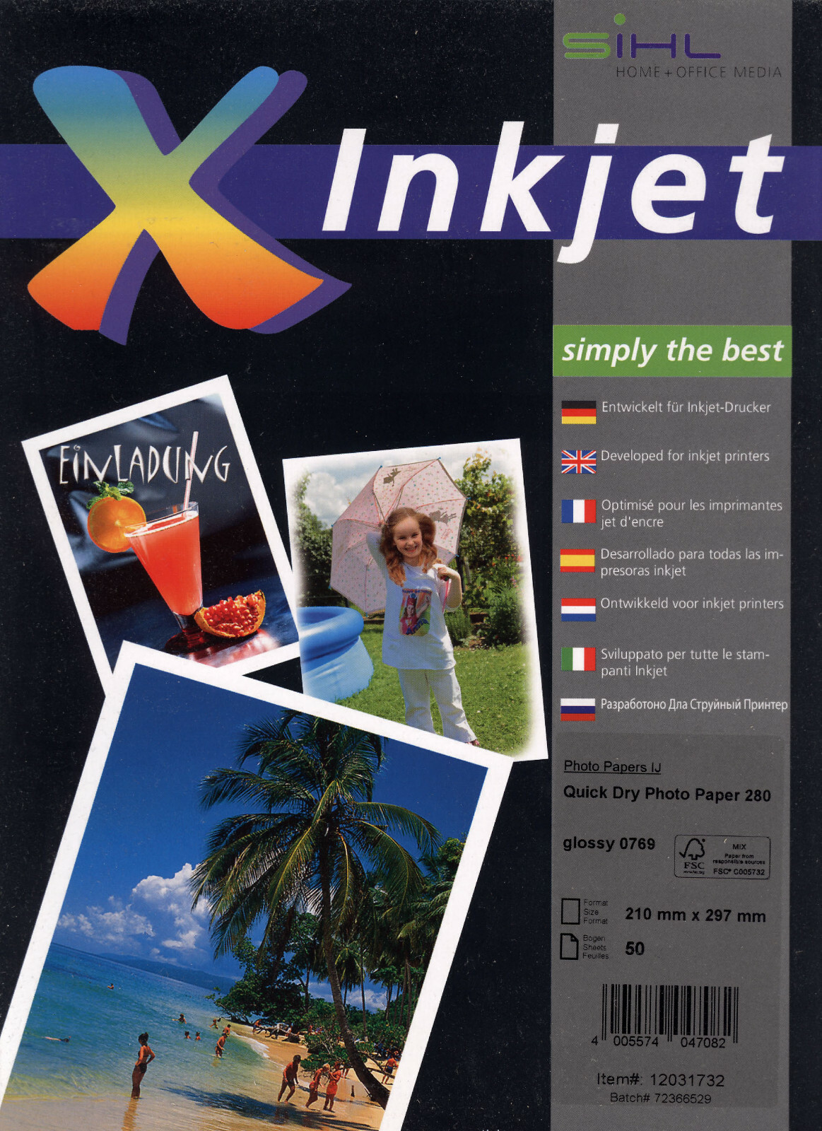 SIHL Photo Paper 25 Sheets Inkjet A5 15x21cm GLOSSY 280g PREMIUM Photo Photo