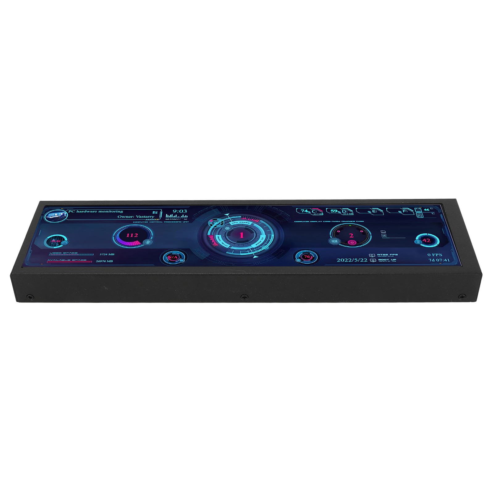 8.8 Inch IPS Display 1920×480 CPU GPU SSD Data Temperature Monitor Chassis HLTR