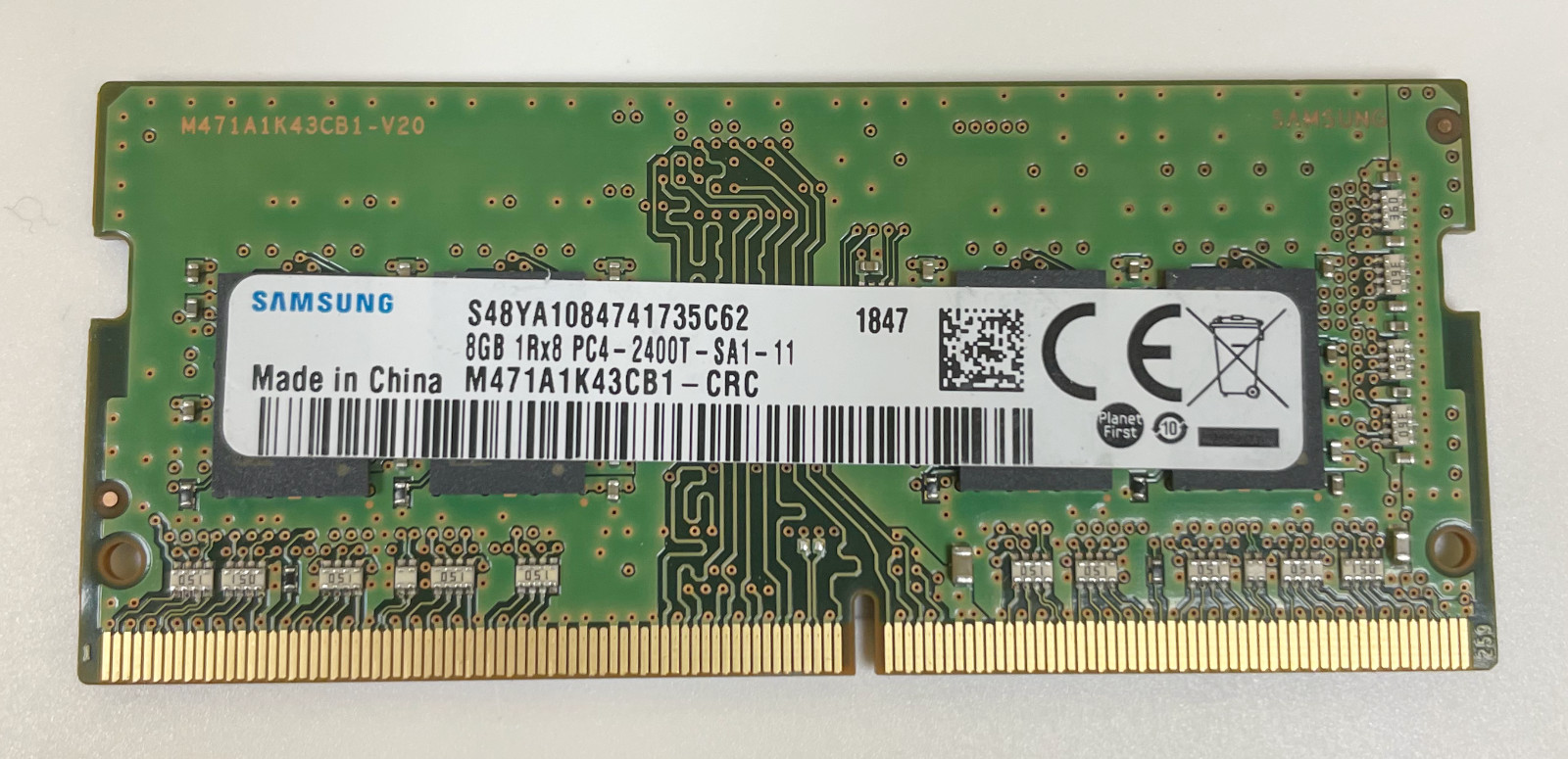 SAMSUNG 8GB 1RX8 DDR4 2400 SODIMM Laptop Memory M471A1K43CB1