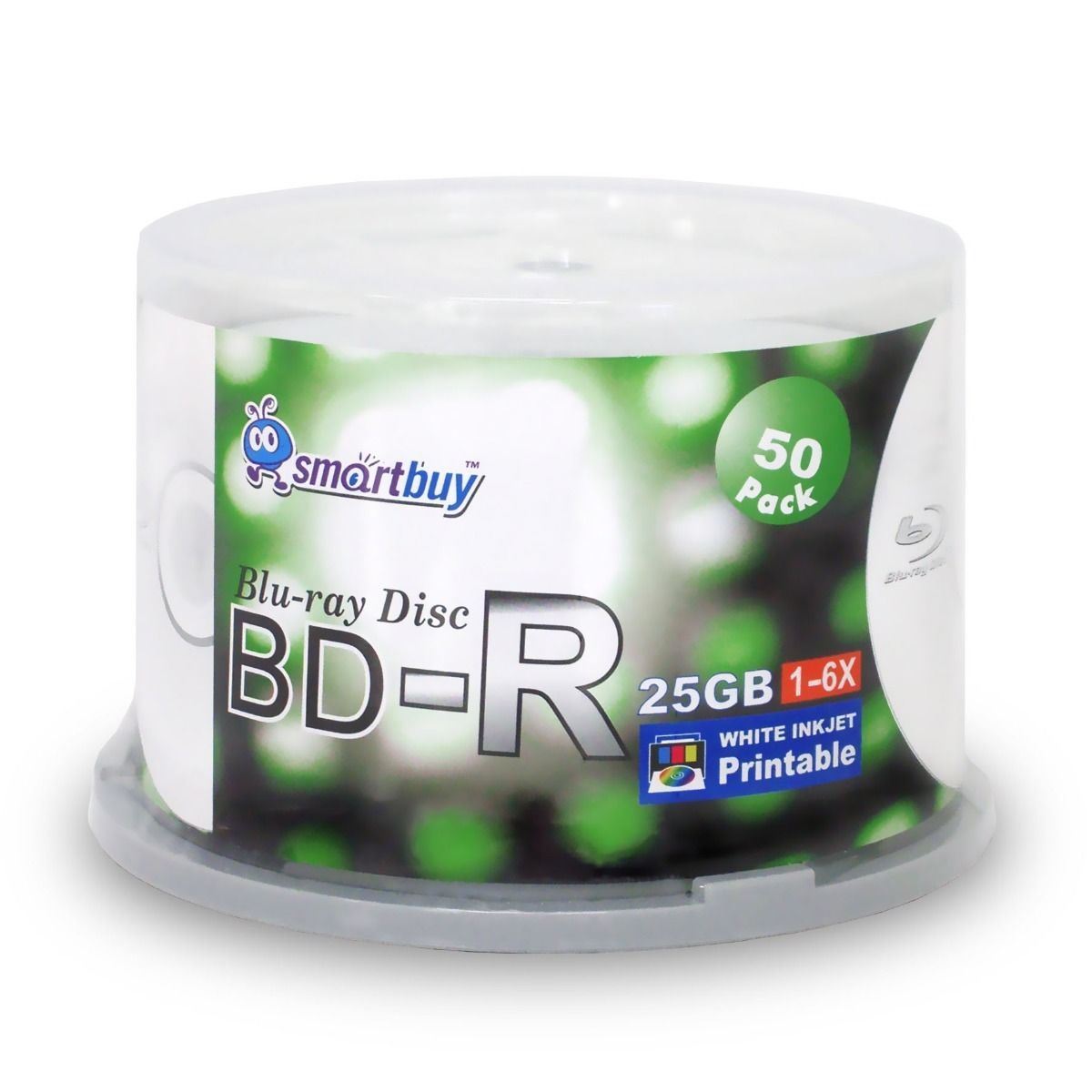 200 Pack SmartBuy Blank BD-R BDR 6X 25GB Blu-ray White Inkjet Hub Printable Disc