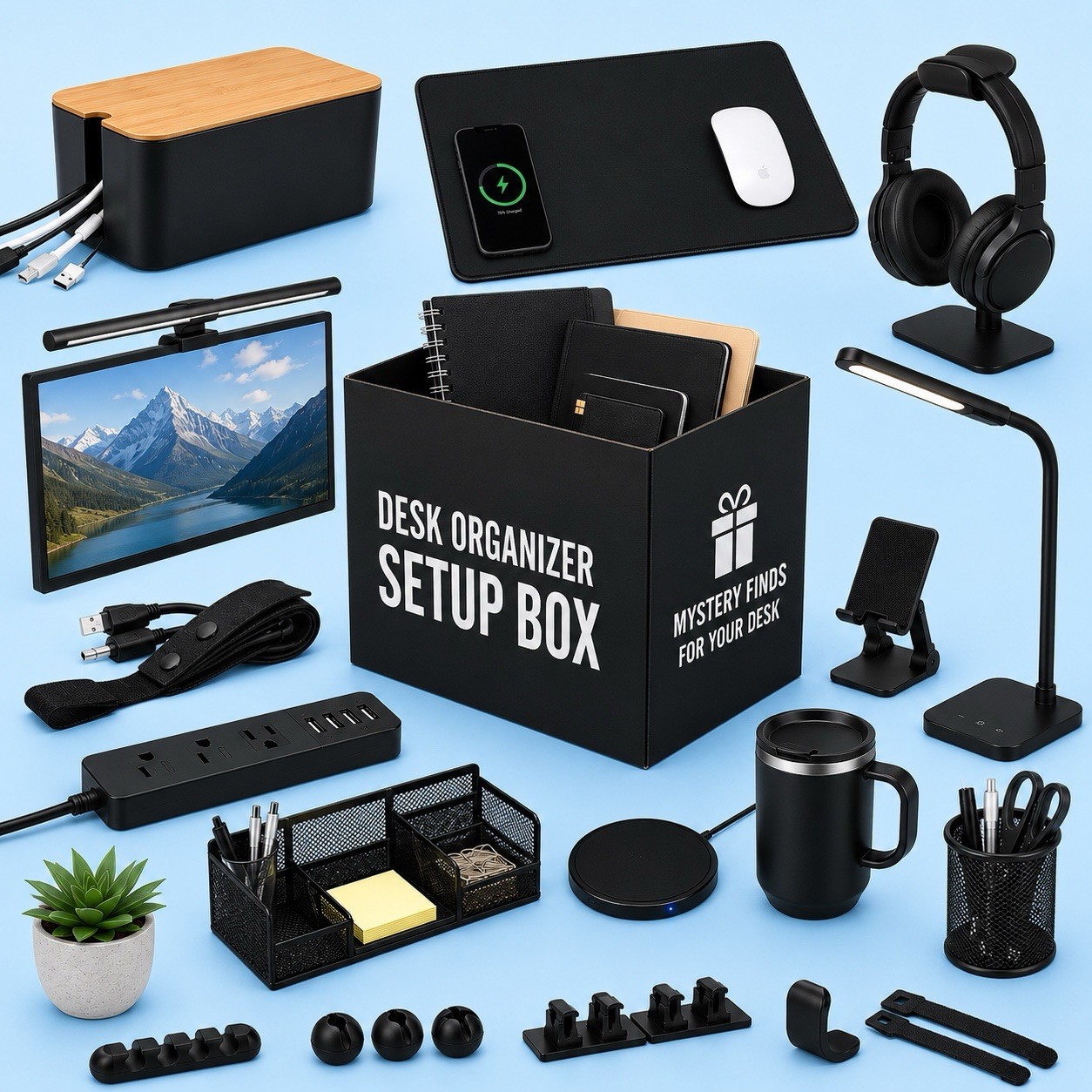 Ultimate Desk Setup Bundle Office Accessories Cable Management Kit Organizer