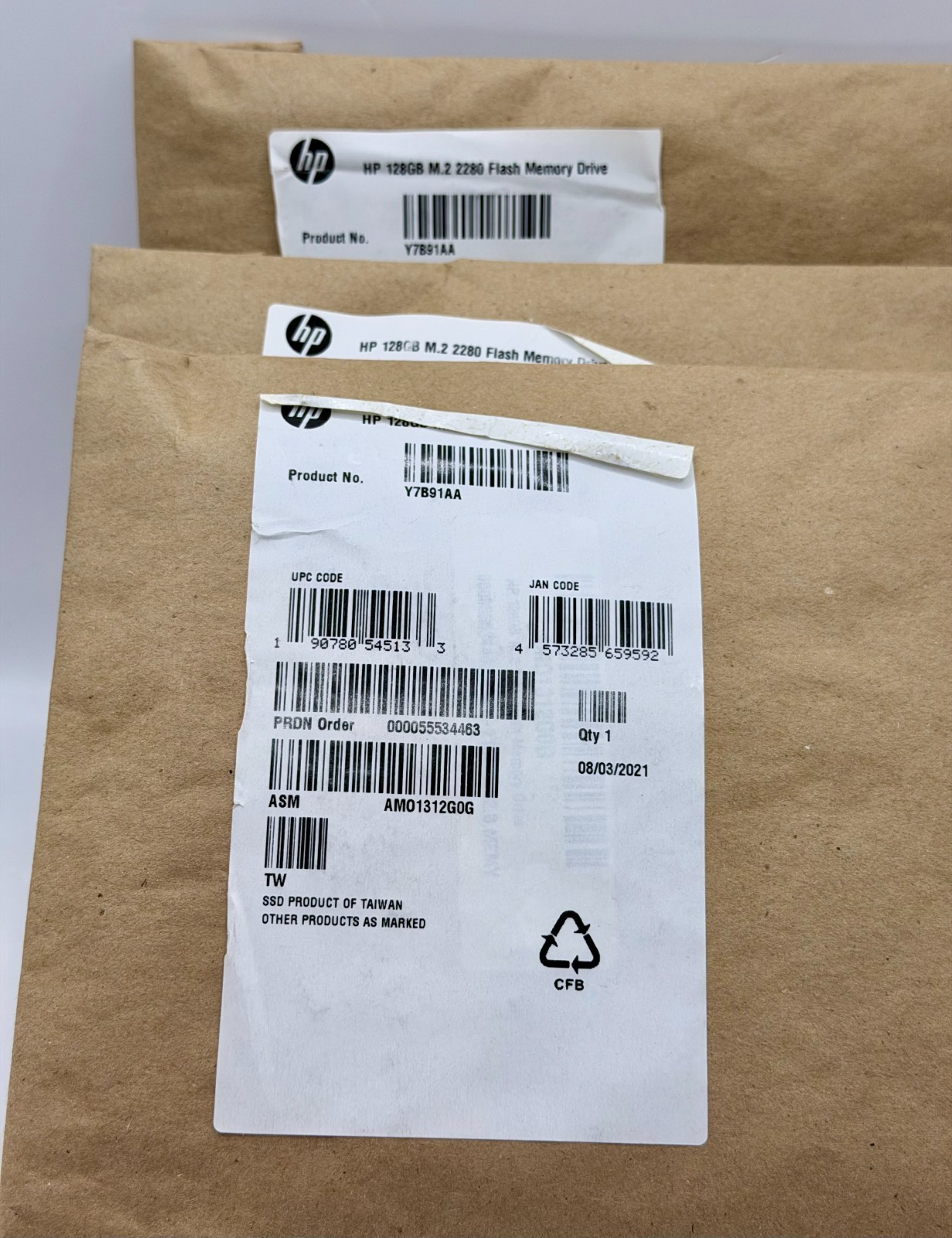 LOT of 10 – HP 128GB M.2 2280 Flash Memory Drive Y7B91AA – NEW SEALED