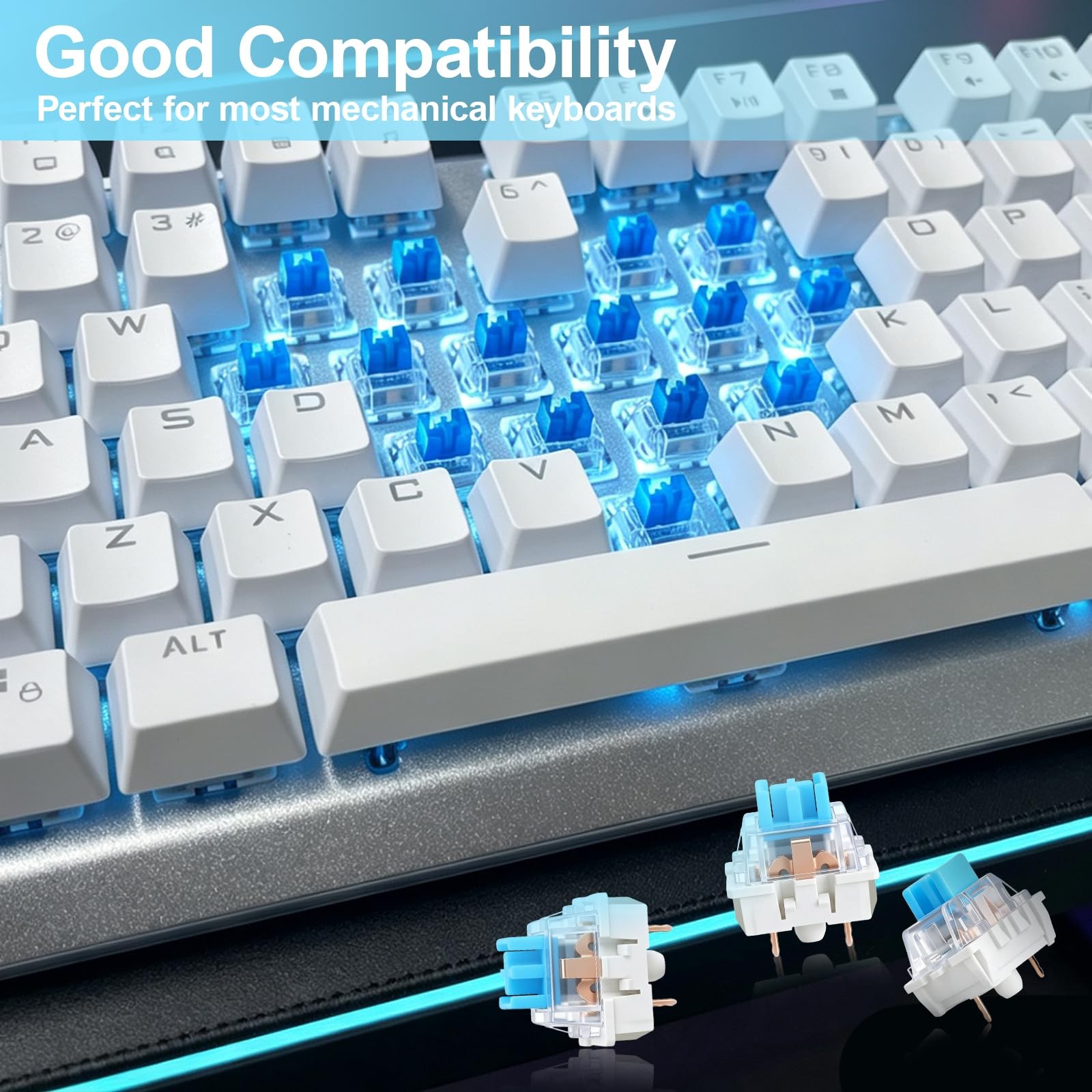 Keyboard Switches, 50 PCS 3 Pin Blue Keyboard Clicker, Permium Dustproof and …
