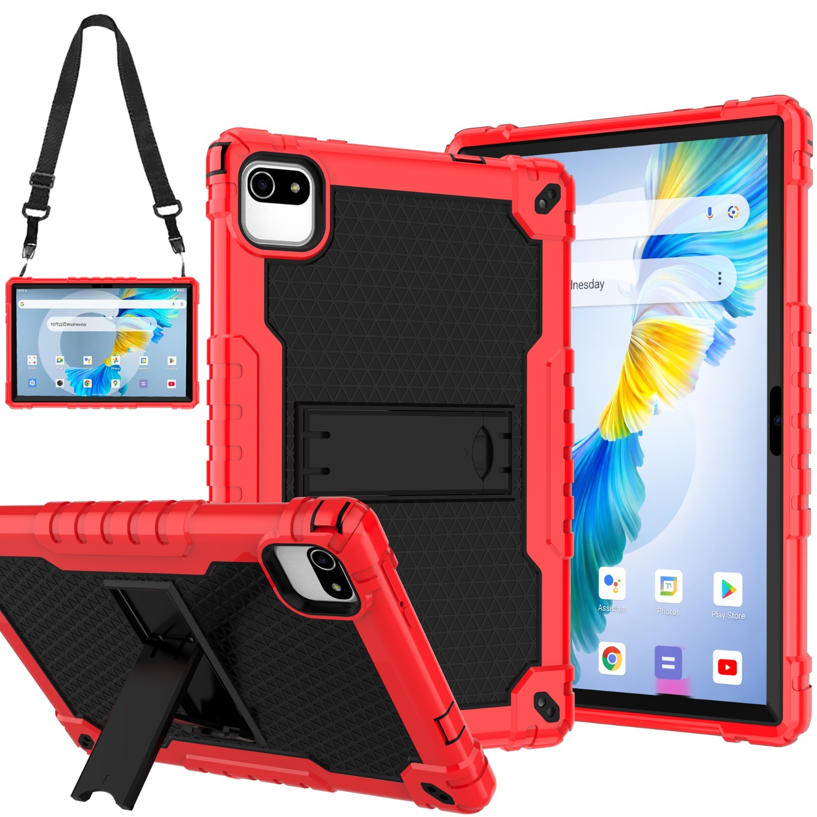 Rugged Case for HNVHNV K10 Tablet 10.1″ Shockproof Stand Cover w/ Strap