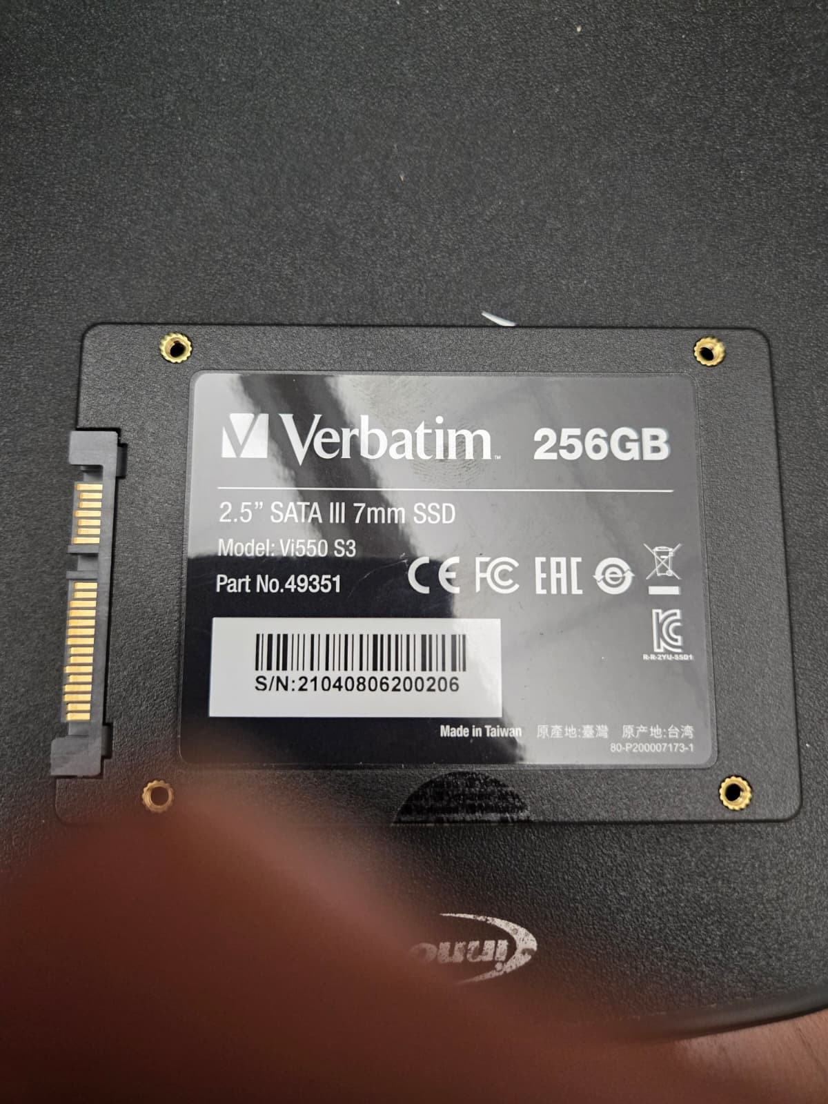 Verbatim Vi550 S3 256GB Solid State Drive SATA III 2.5″ SSD
