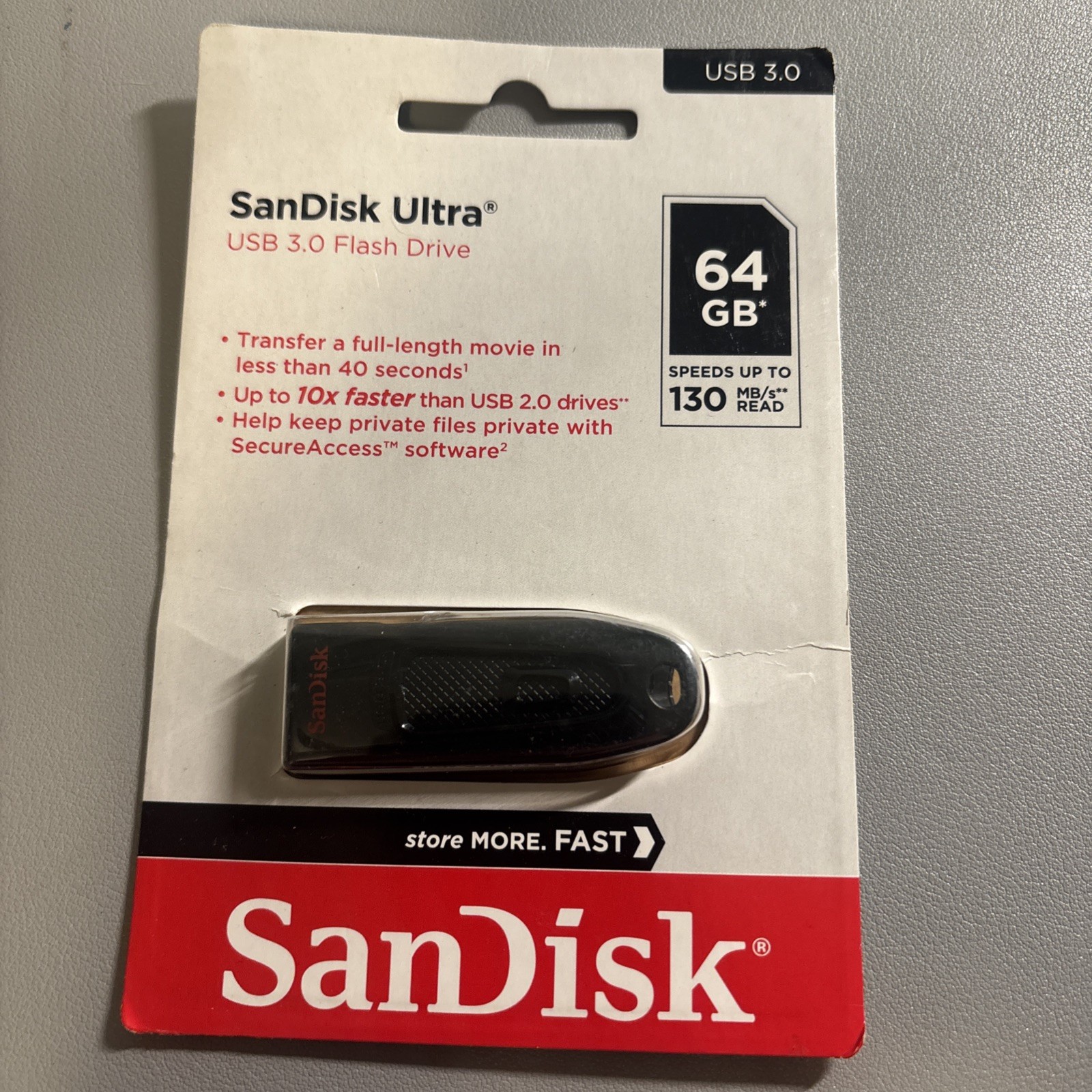 SanDisk 64GB Ultra USB 3.0 Flash Drive New Sealed 130 Mb/s